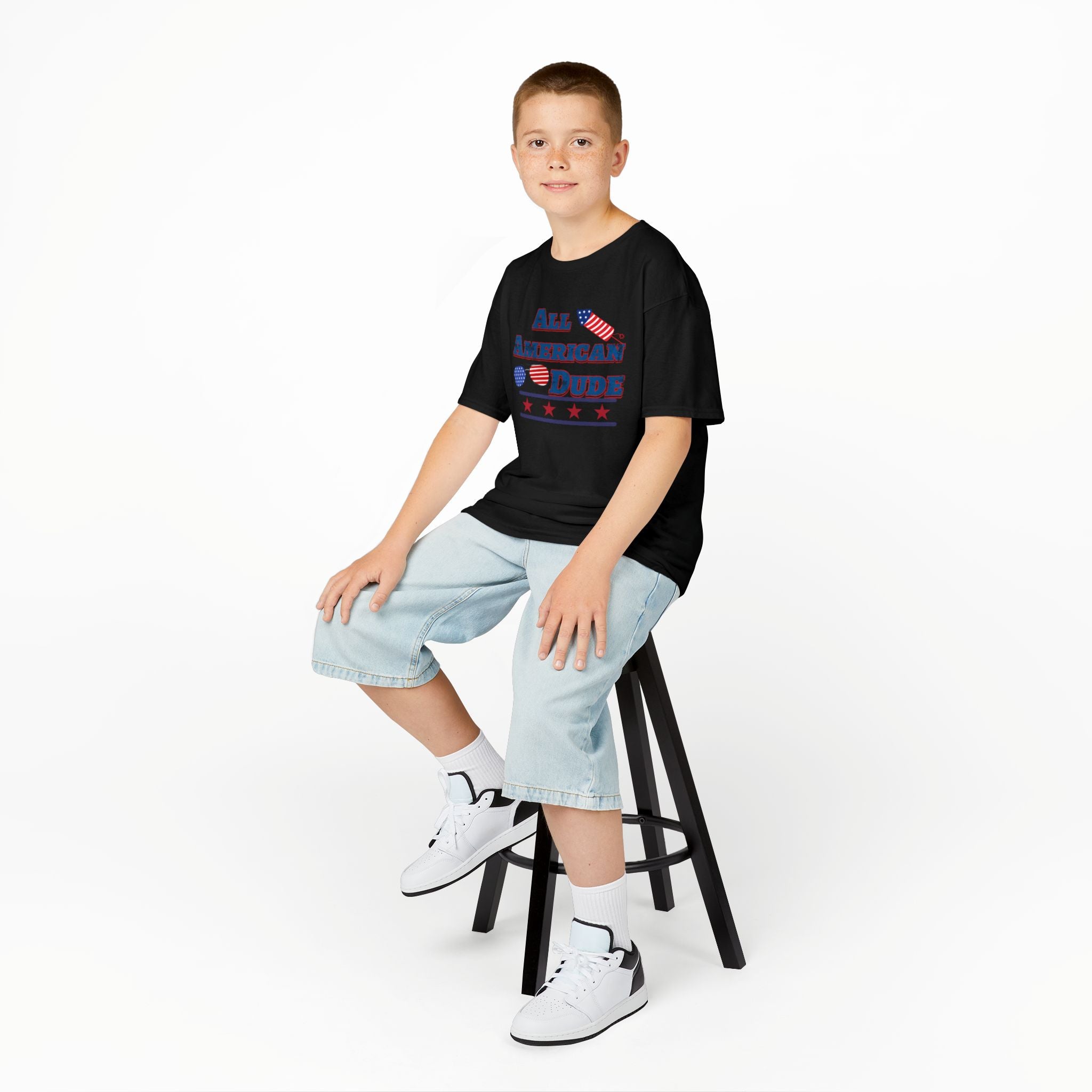 Kids Tee — "All American Dude" Patriotic 4th of July T-Shirt