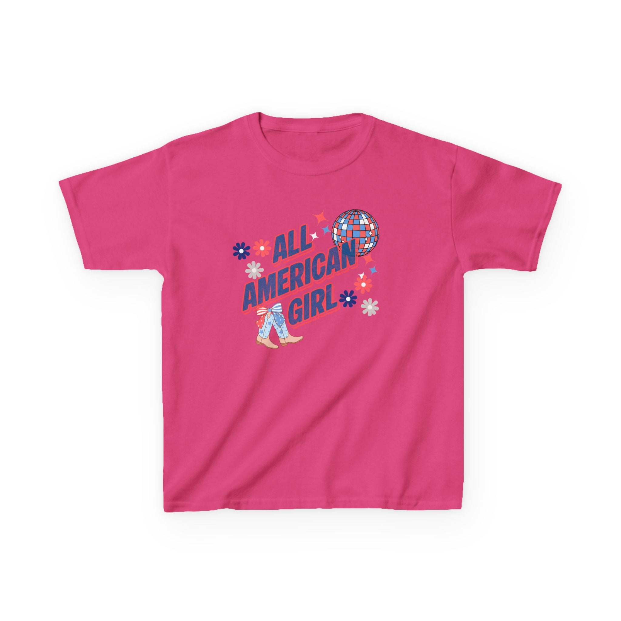 All American Girl Kids T-Shirt — Patriotic 4th of July Tee
