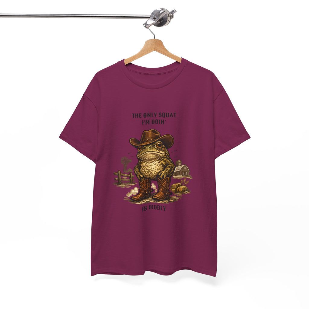 Frog Cowboy Tee — “The Only Squat I’m Doin’ Is Diddle” Funny Western Graphic T-Shirt