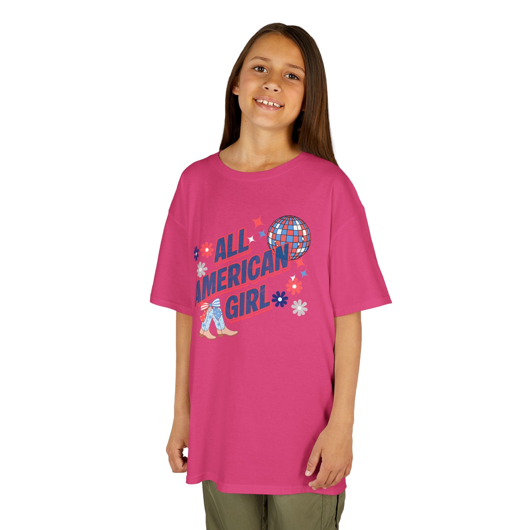 All American Girl Kids T-Shirt — Patriotic 4th of July Tee