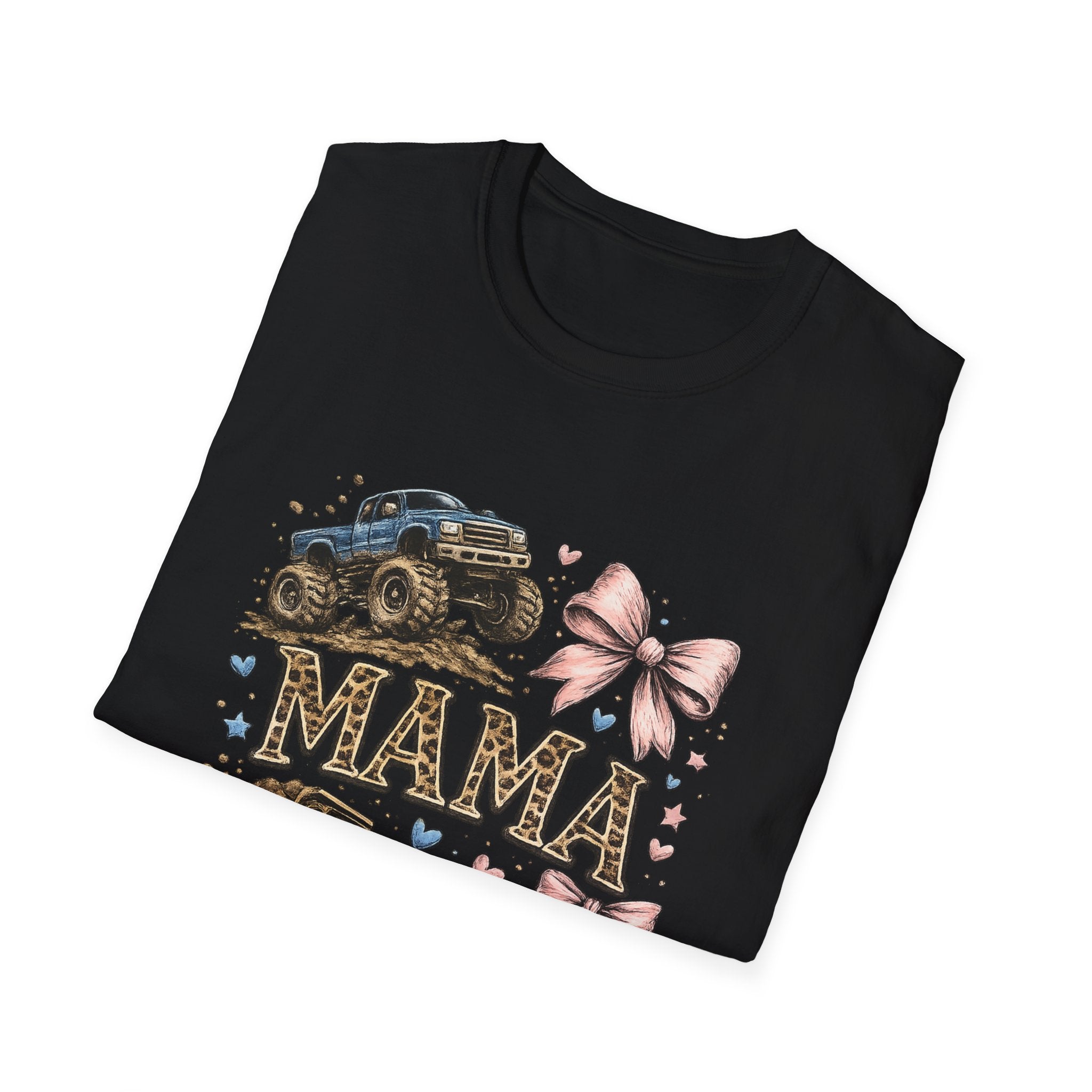 Mama Jeep & Ballet Shoes T-Shirt — 'MAMA' Graphic Tee with Trucks, Bows & Ballet Slippers