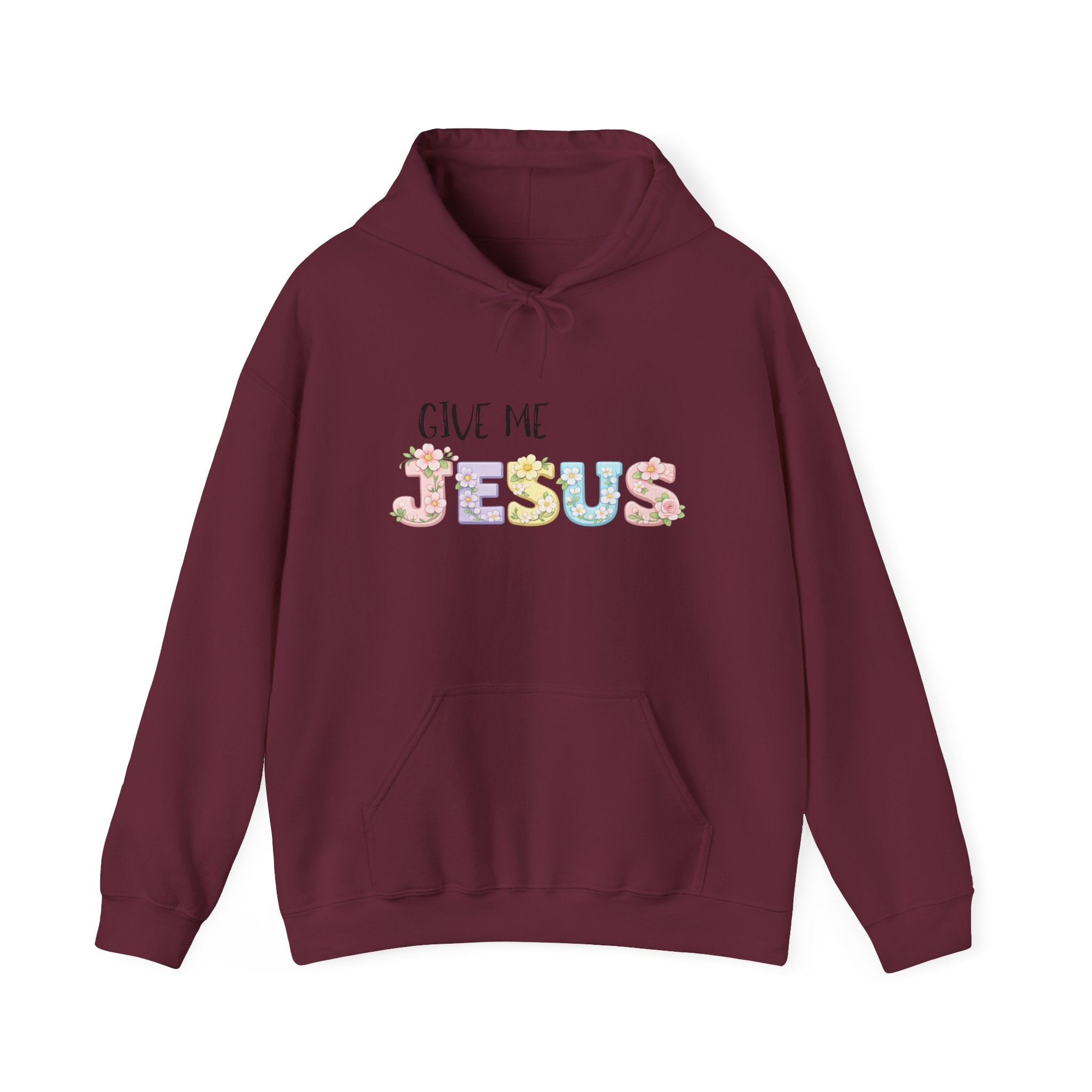 Give Me Jesus Floral Hoodie — Christian Faith Pullover for Women & Men
