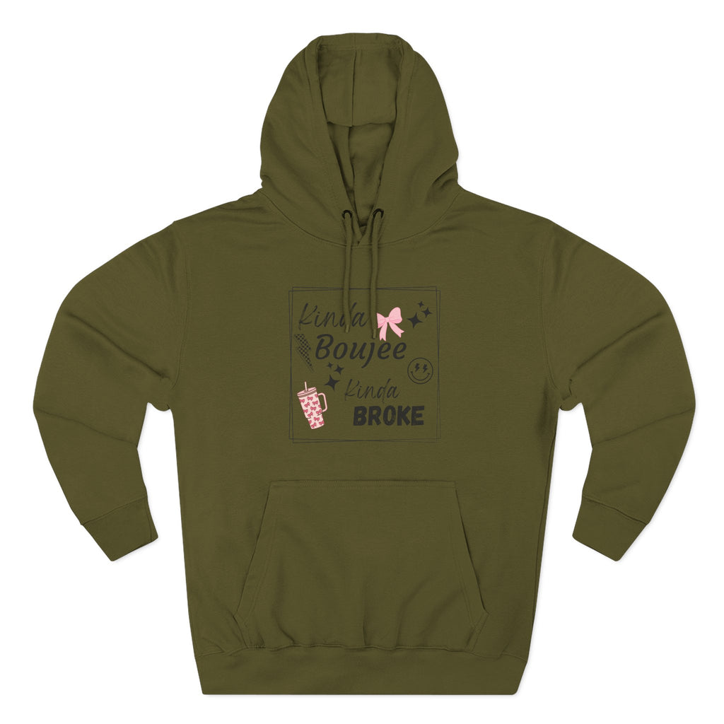 Boujee But Broke Hoodie — Cute Graphic Fleece Pullover