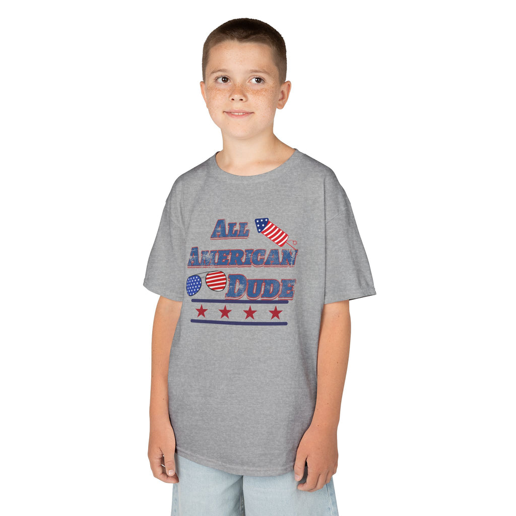 Kids Tee — "All American Dude" Patriotic 4th of July T-Shirt