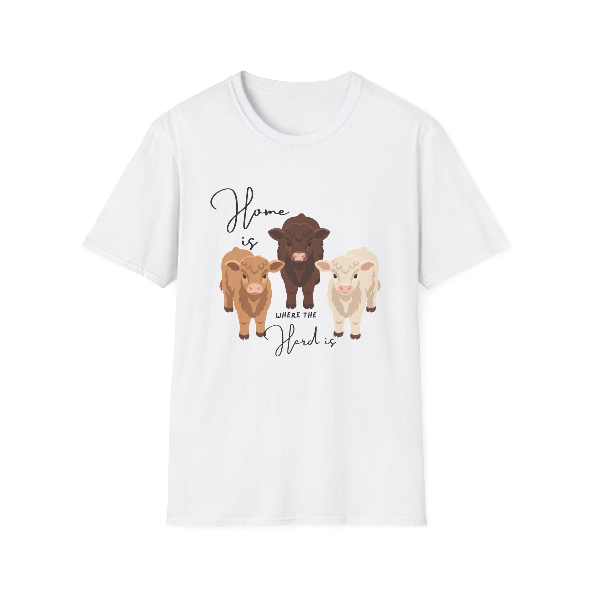 Cow Trio Graphic T-Shirt — "Home is Where the Herd Is" Farm Animal Tee