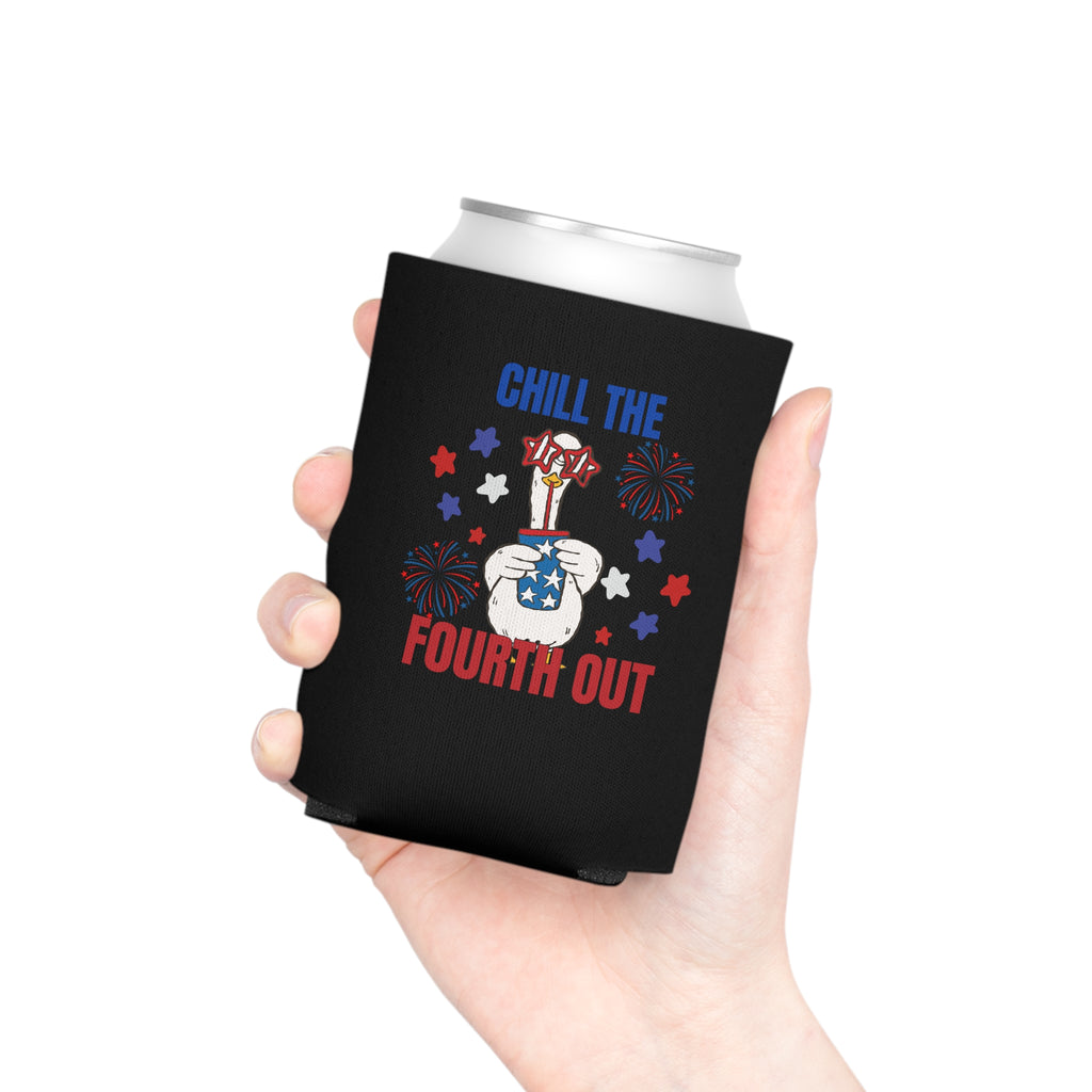 Patriotic 'Chill the Fourth Out' Can Cooler – 4th of July Beer Koozie