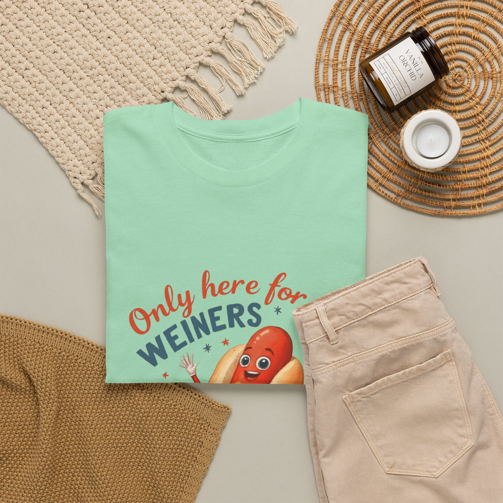 Funny Hot Dog Tee — "Only Here for the Weiners" Graphic T-Shirt