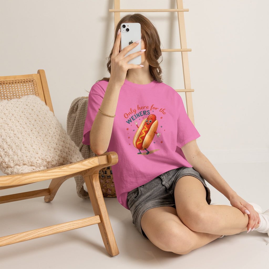 Funny Hot Dog Tee — "Only Here for the Weiners" Graphic T-Shirt