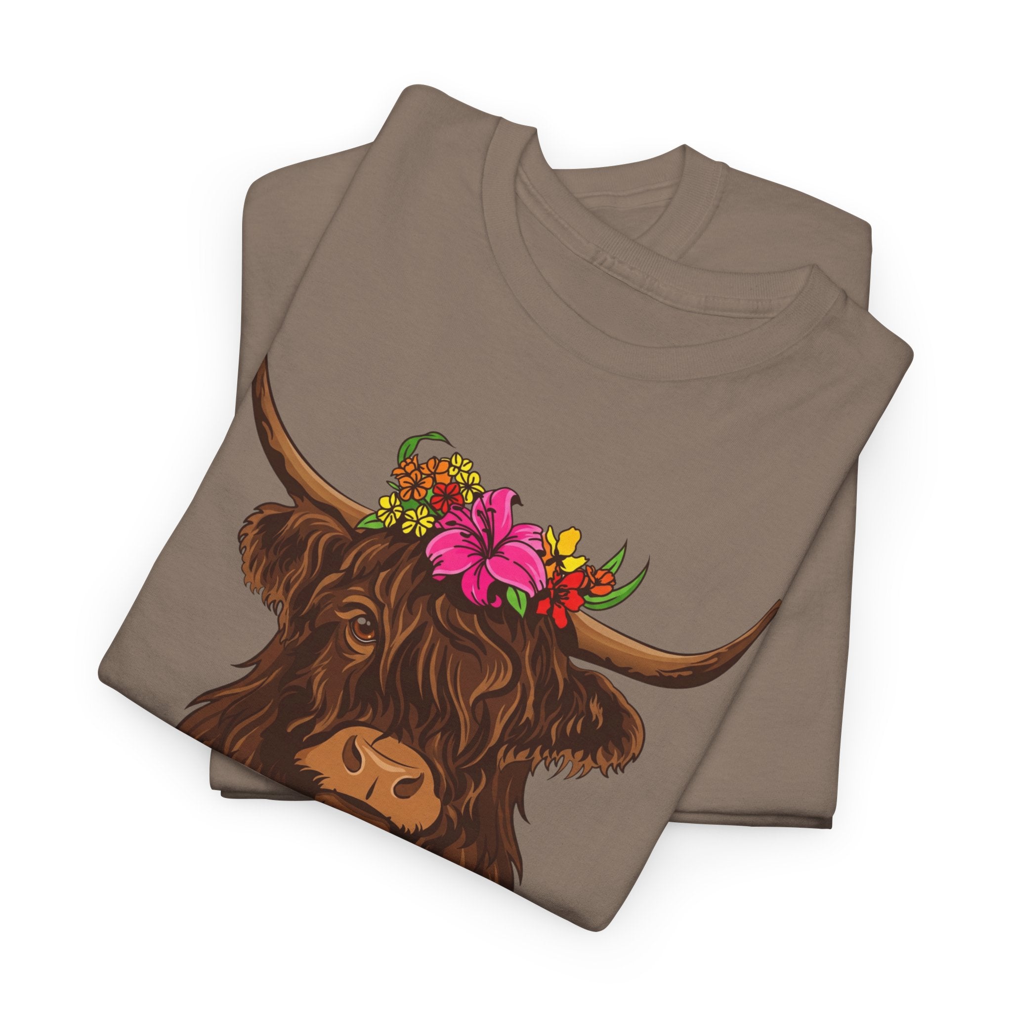 Highland Cow Floral Tee — "Easily Distracted by Cows" Cute Cow Graphic T-Shirt
