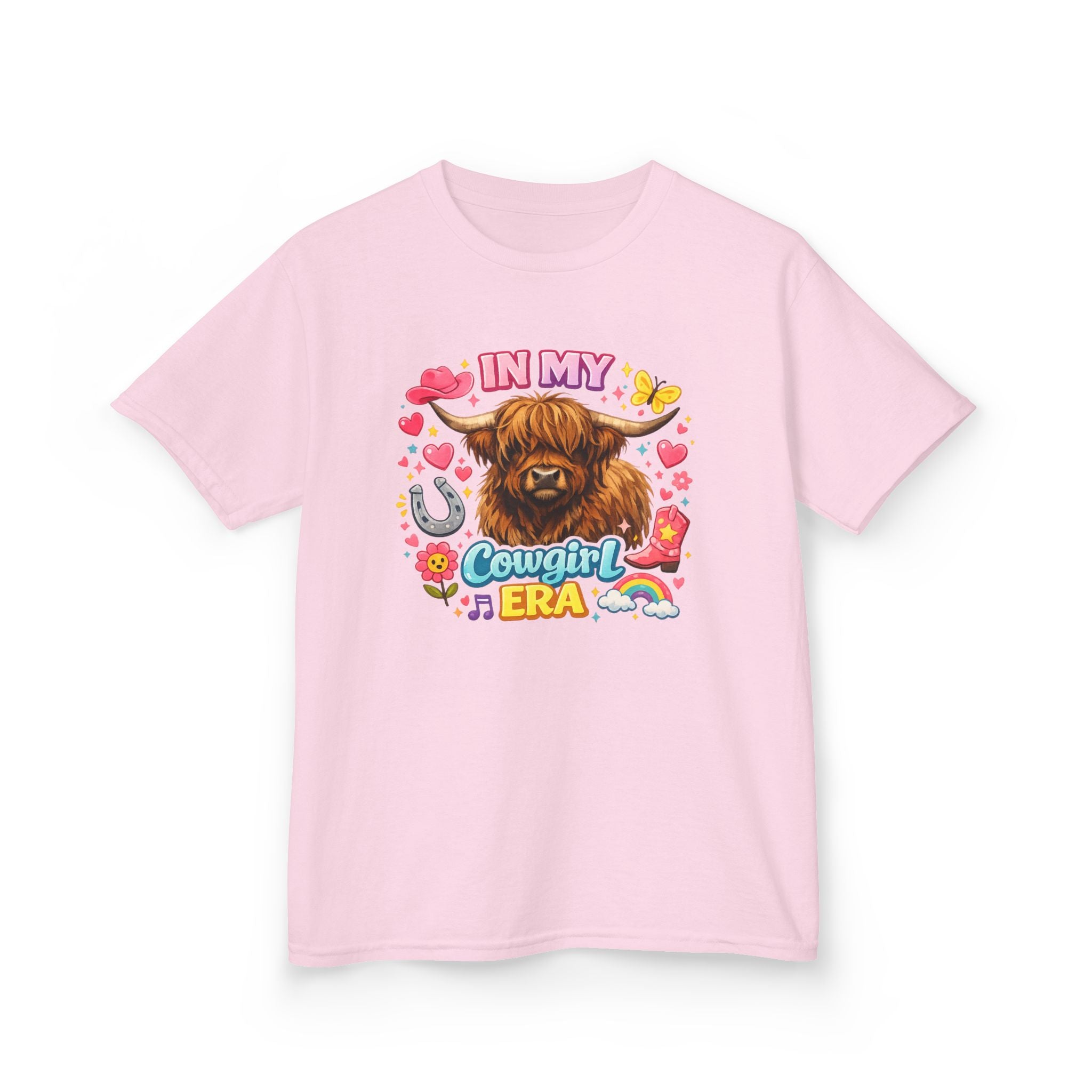 Kids Tee — "In My Cowgirl Era" Highland Cow Graphic