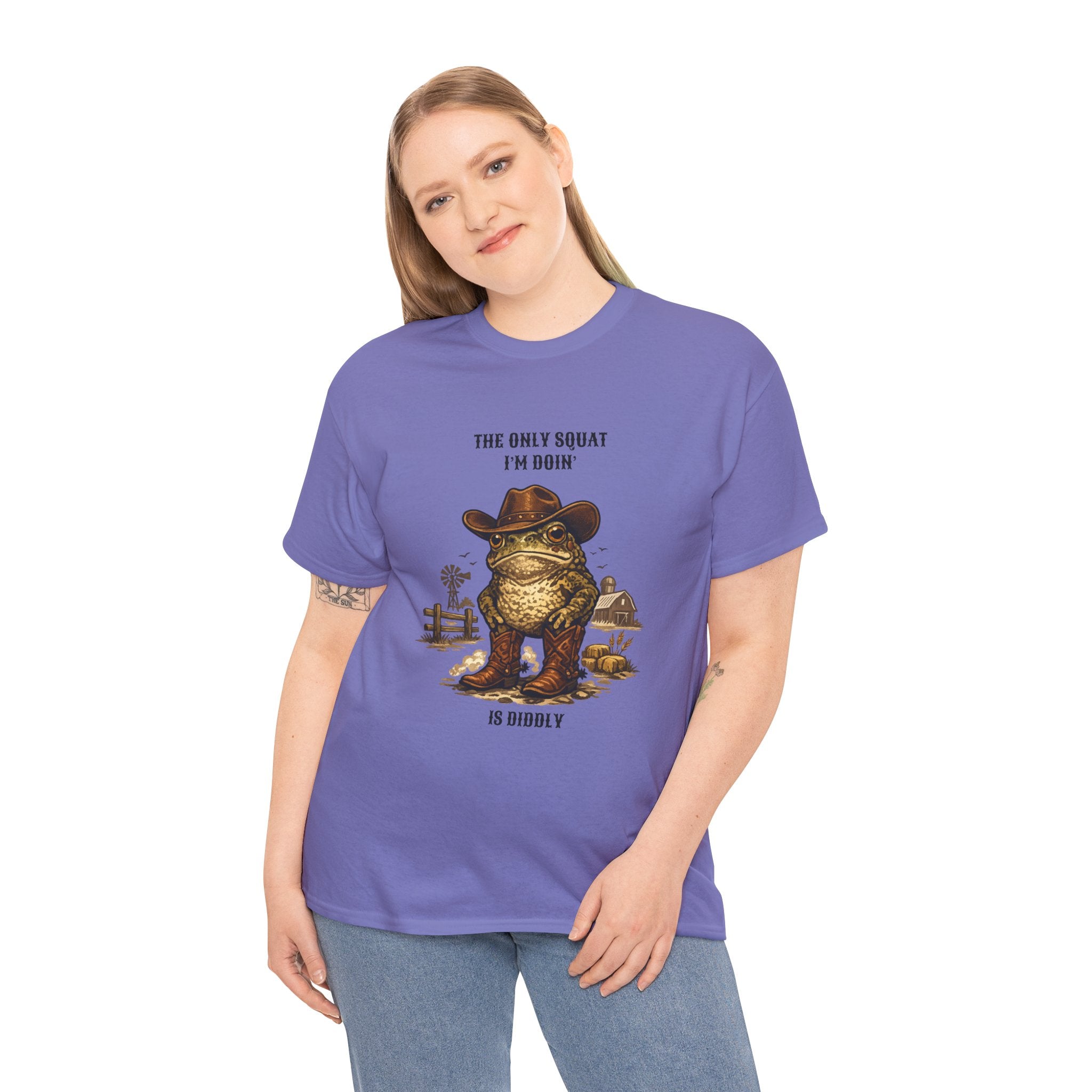 Frog Cowboy Tee — “The Only Squat I’m Doin’ Is Diddle” Funny Western Graphic T-Shirt