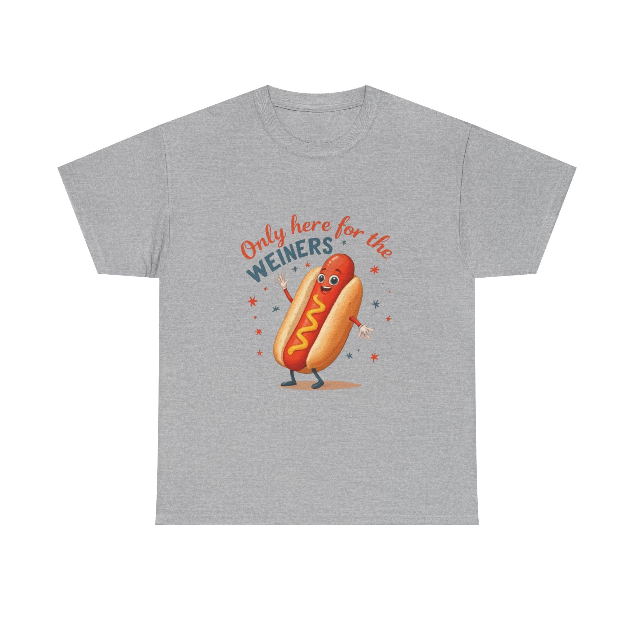 Funny Hot Dog Tee — "Only Here for the Weiners" Graphic T-Shirt