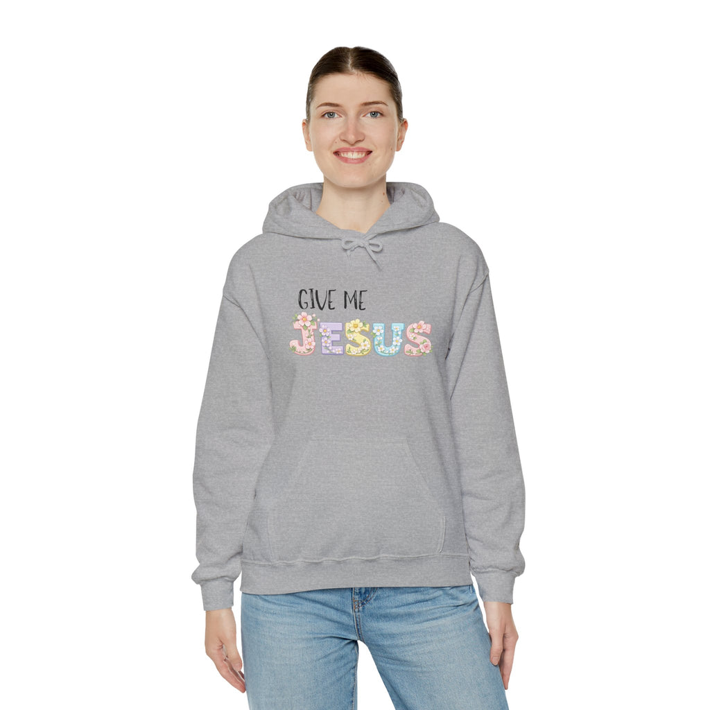 Give Me Jesus Floral Hoodie — Christian Faith Pullover for Women & Men
