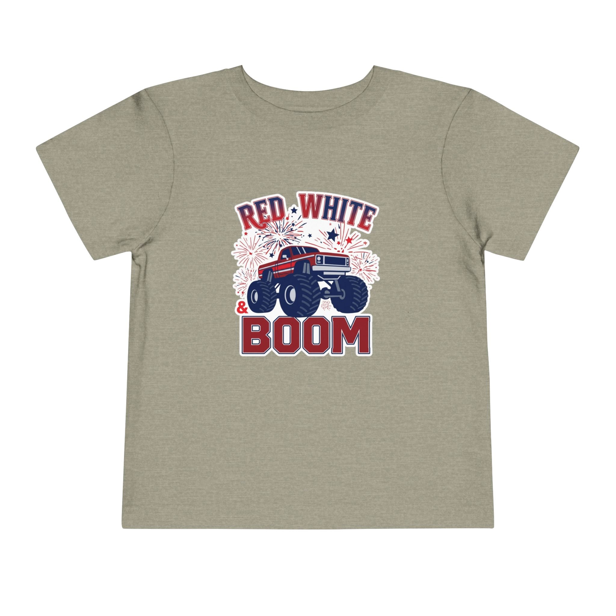 Toddler Tee - "Red, White & Boom" Monster Truck 4th of July Shirt