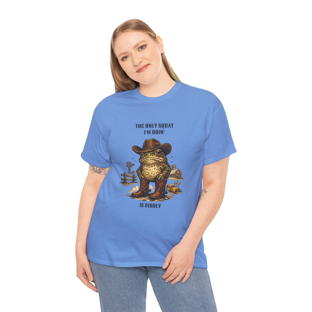 Frog Cowboy Tee — “The Only Squat I’m Doin’ Is Diddle” Funny Western Graphic T-Shirt