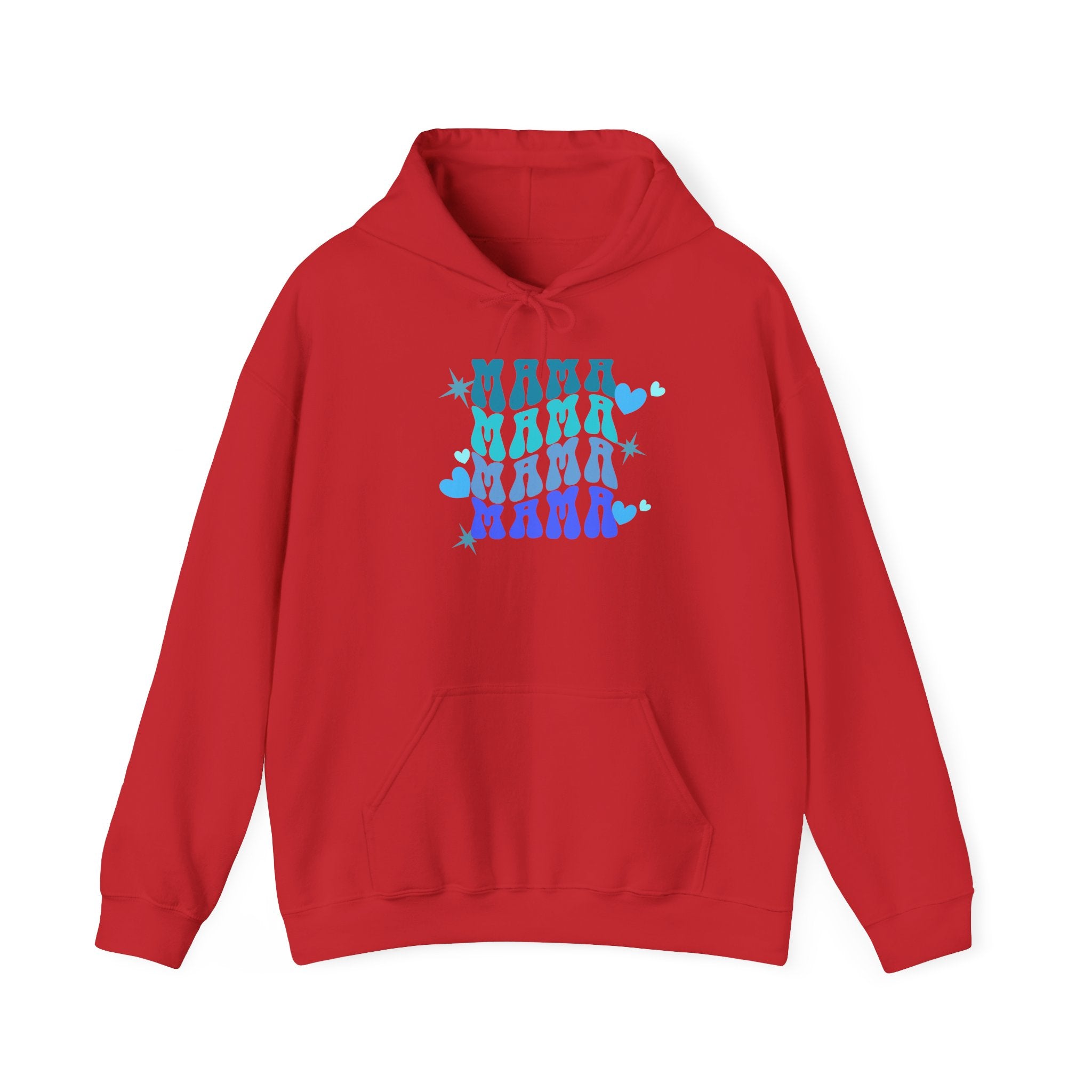 Mama Heart Crewneck Hoodie – Blue Gradient “MAMA” Graphic Sweatshirt