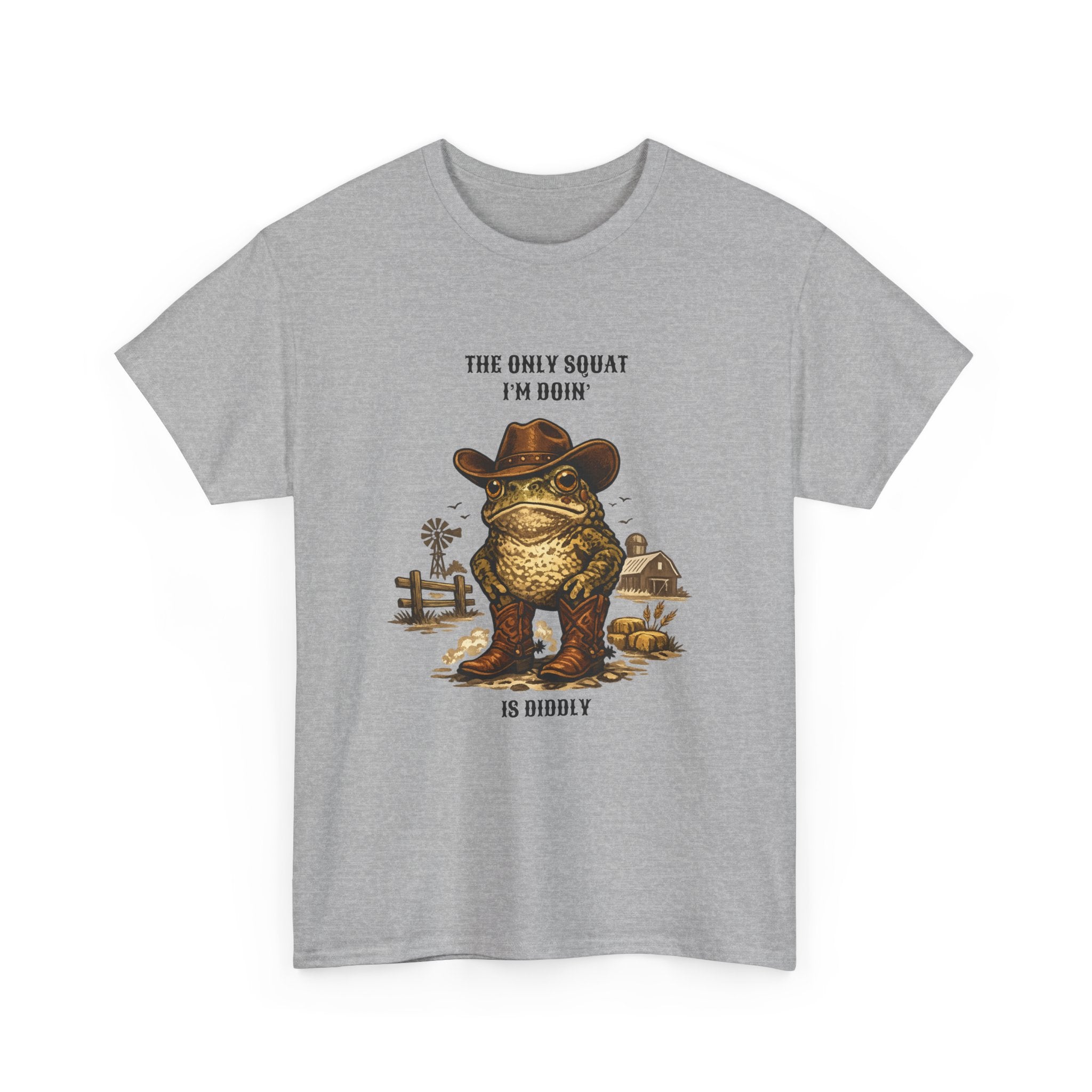 Frog Cowboy Tee — “The Only Squat I’m Doin’ Is Diddle” Funny Western Graphic T-Shirt
