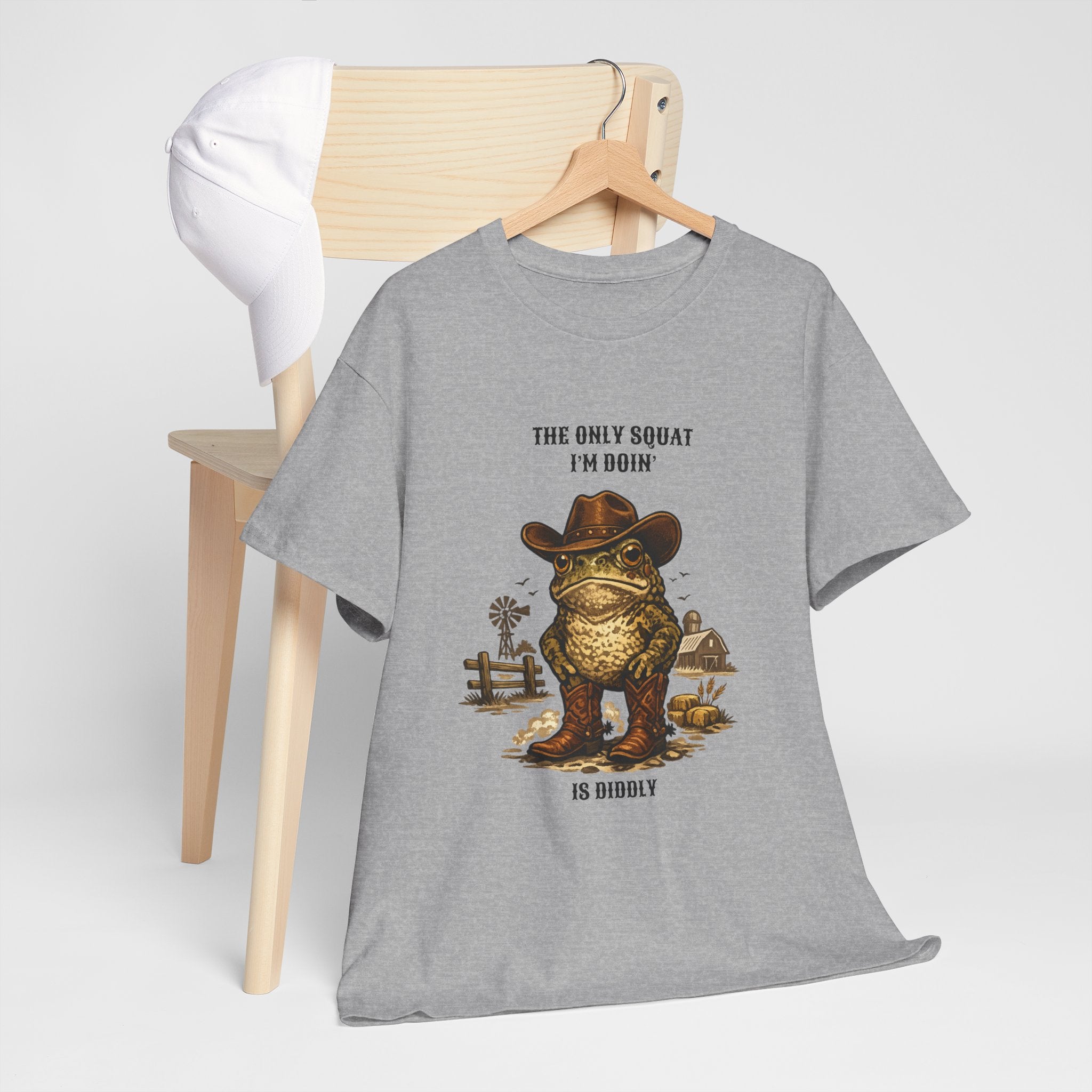 Frog Cowboy Tee — “The Only Squat I’m Doin’ Is Diddle” Funny Western Graphic T-Shirt