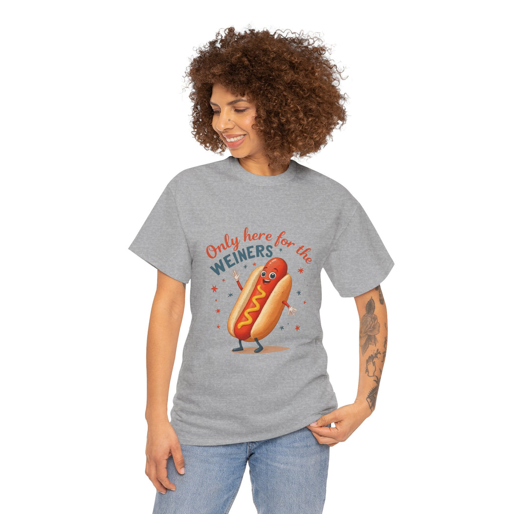 Funny Hot Dog Tee — "Only Here for the Weiners" Graphic T-Shirt