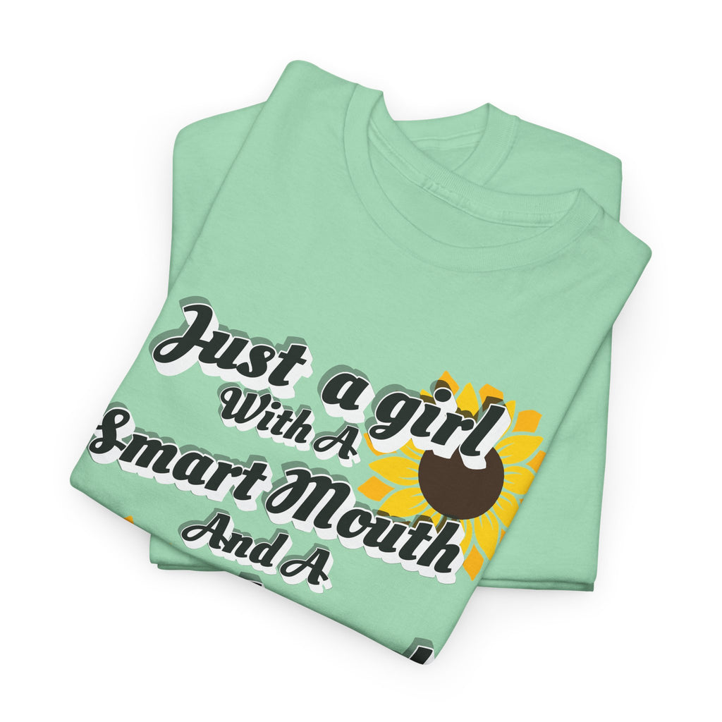 Cornbread Accent T-Shirt – "Just a Girl with a Smart Mouth and a Cornbread Accent" Sunflower Graphic