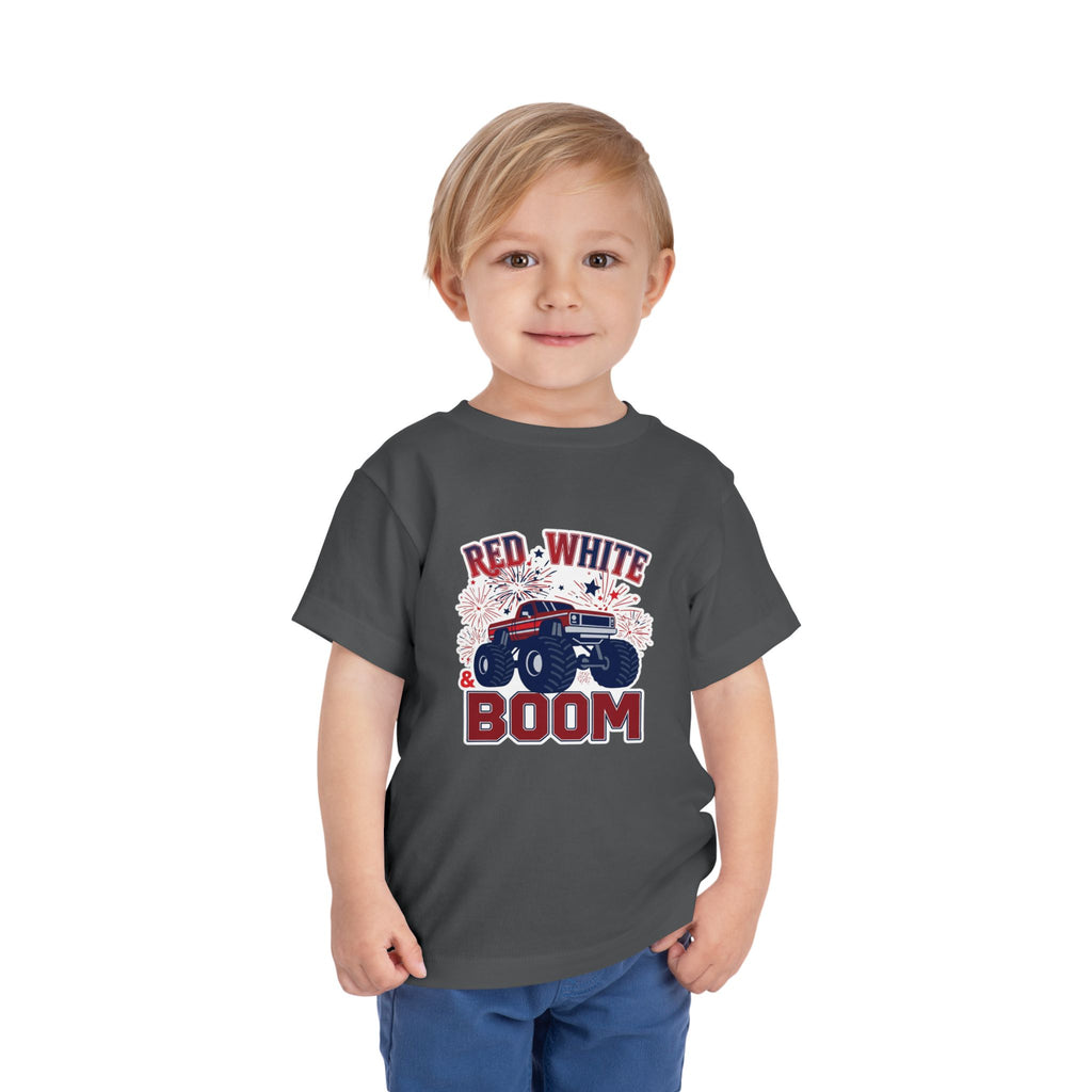 Toddler Tee - "Red, White & Boom" Monster Truck 4th of July Shirt