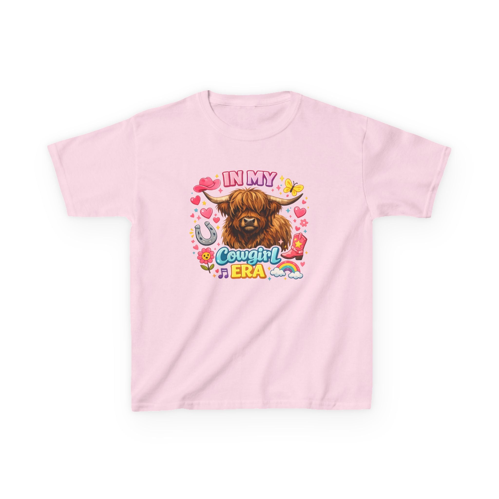 Kids Tee — "In My Cowgirl Era" Highland Cow Graphic