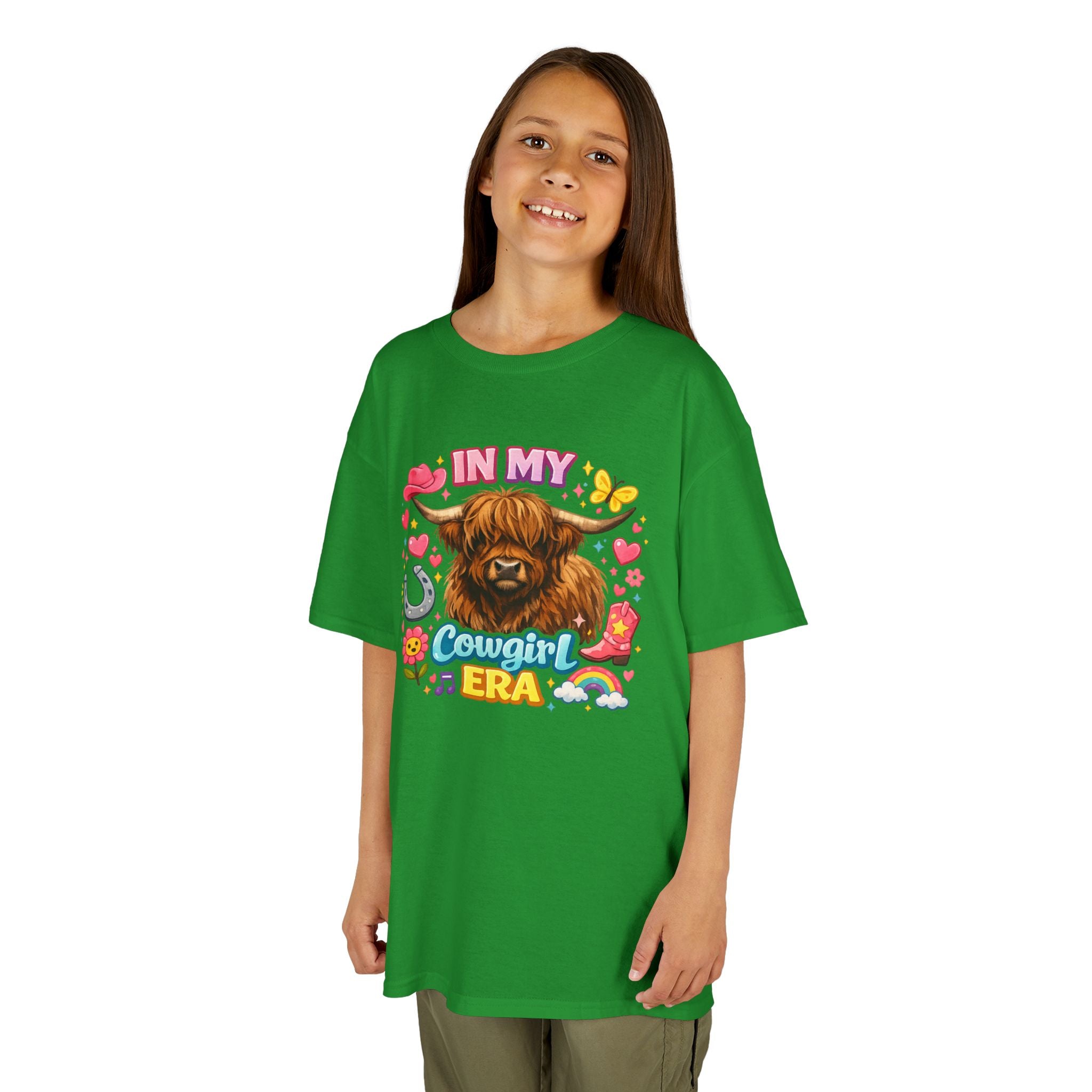 Kids Tee — "In My Cowgirl Era" Highland Cow Graphic