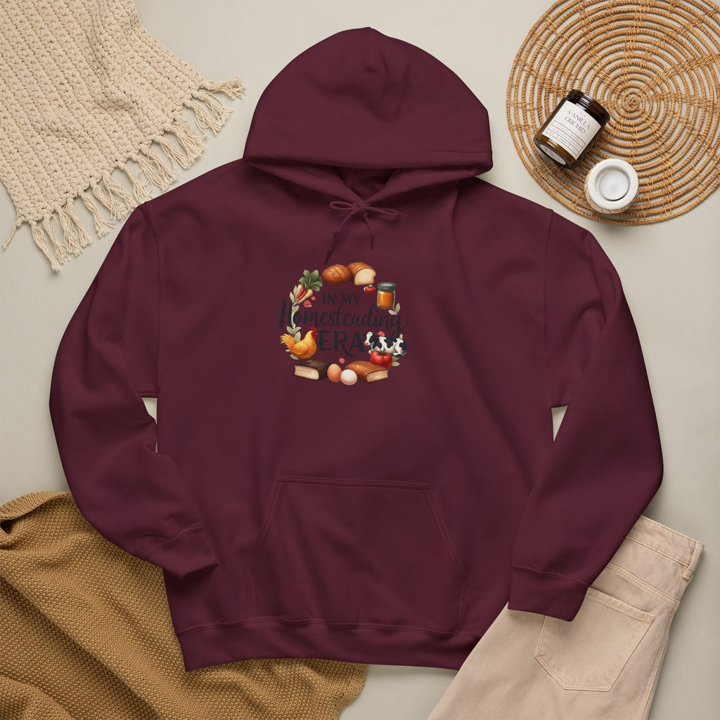Homesteading Era Hoodie — "In My Homesteading Era" Canned Food, Chicken & Cow Design