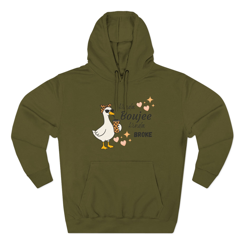 Duck Graphic Hoodie — "A Little Boujee, Kinda Broke" Cute Casual Pullover