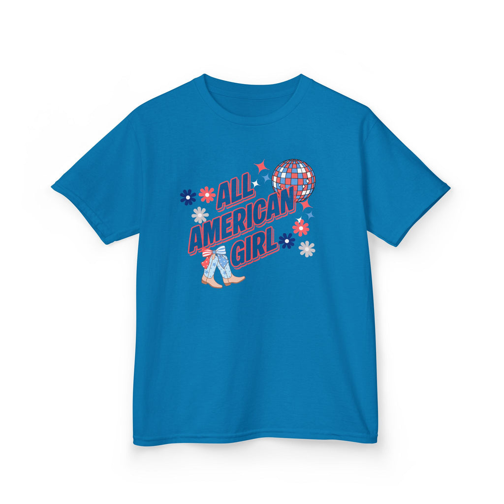 All American Girl Kids T-Shirt — Patriotic 4th of July Tee