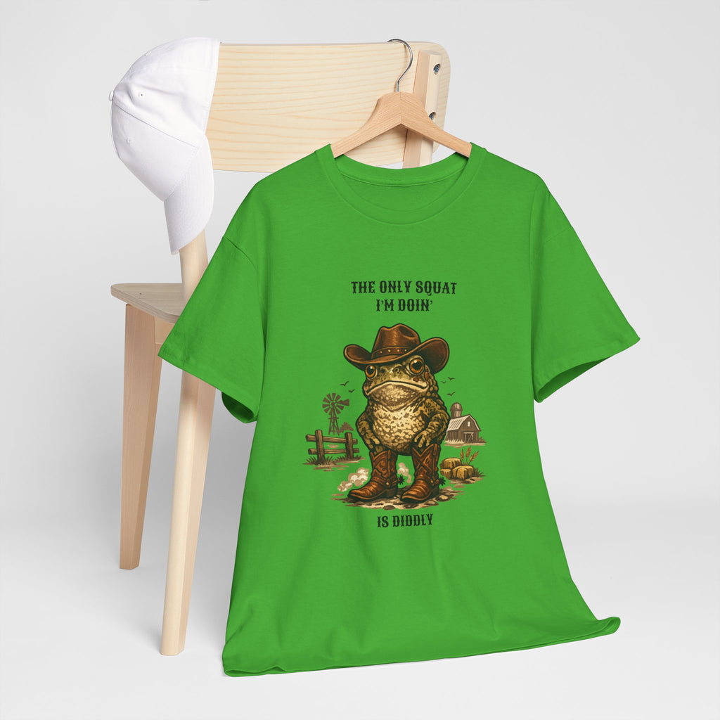 Frog Cowboy Tee — “The Only Squat I’m Doin’ Is Diddle” Funny Western Graphic T-Shirt