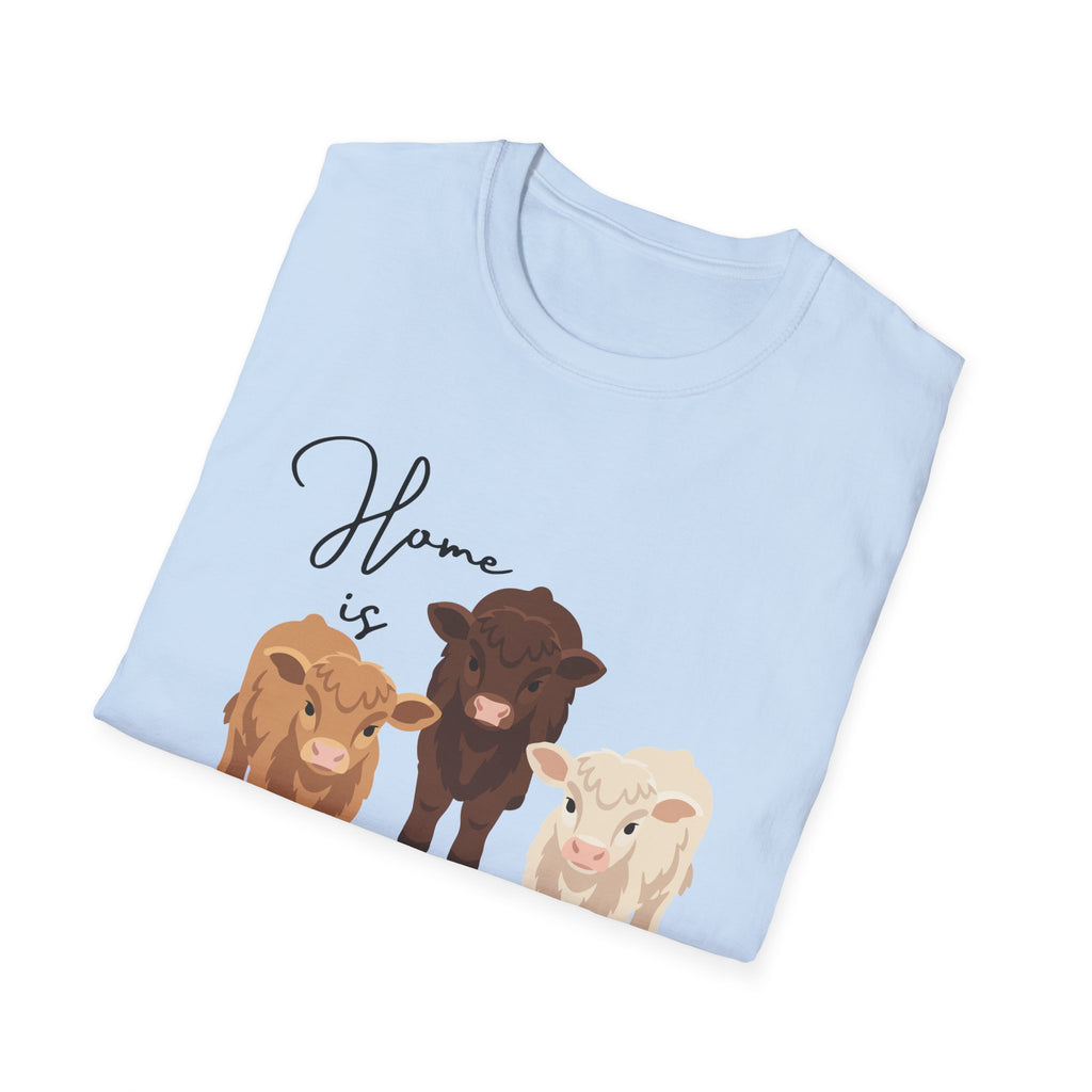 Cow Trio Graphic T-Shirt — "Home is Where the Herd Is" Farm Animal Tee