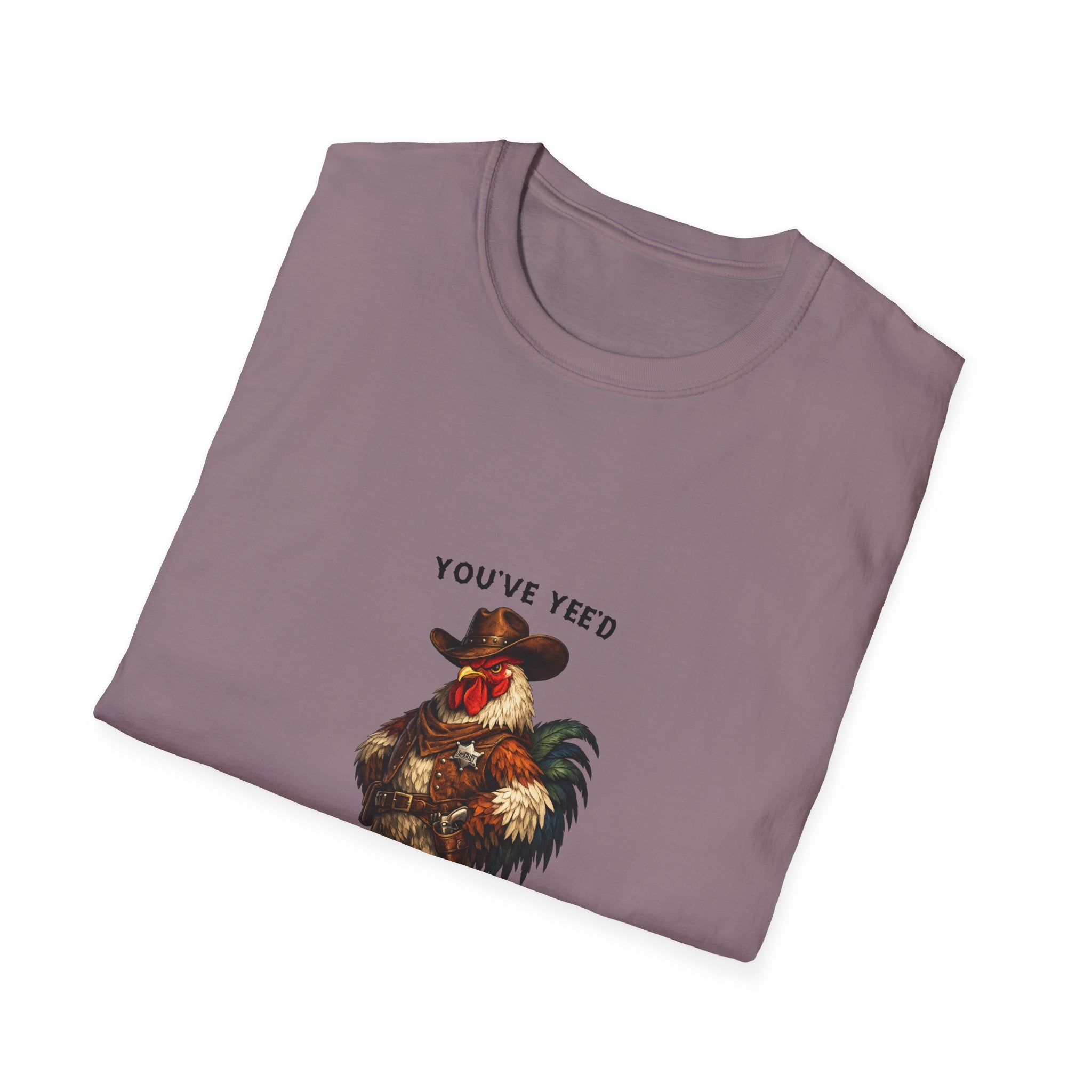Rooster Joke T-Shirt — “You’ve Feed Your Last Haw” Funny Farm Animal Tee