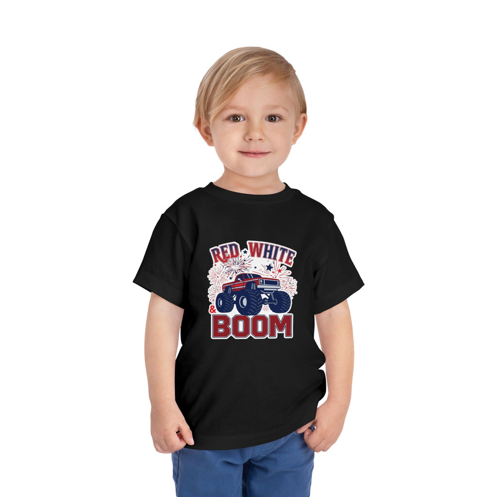 Toddler Tee - "Red, White & Boom" Monster Truck 4th of July Shirt