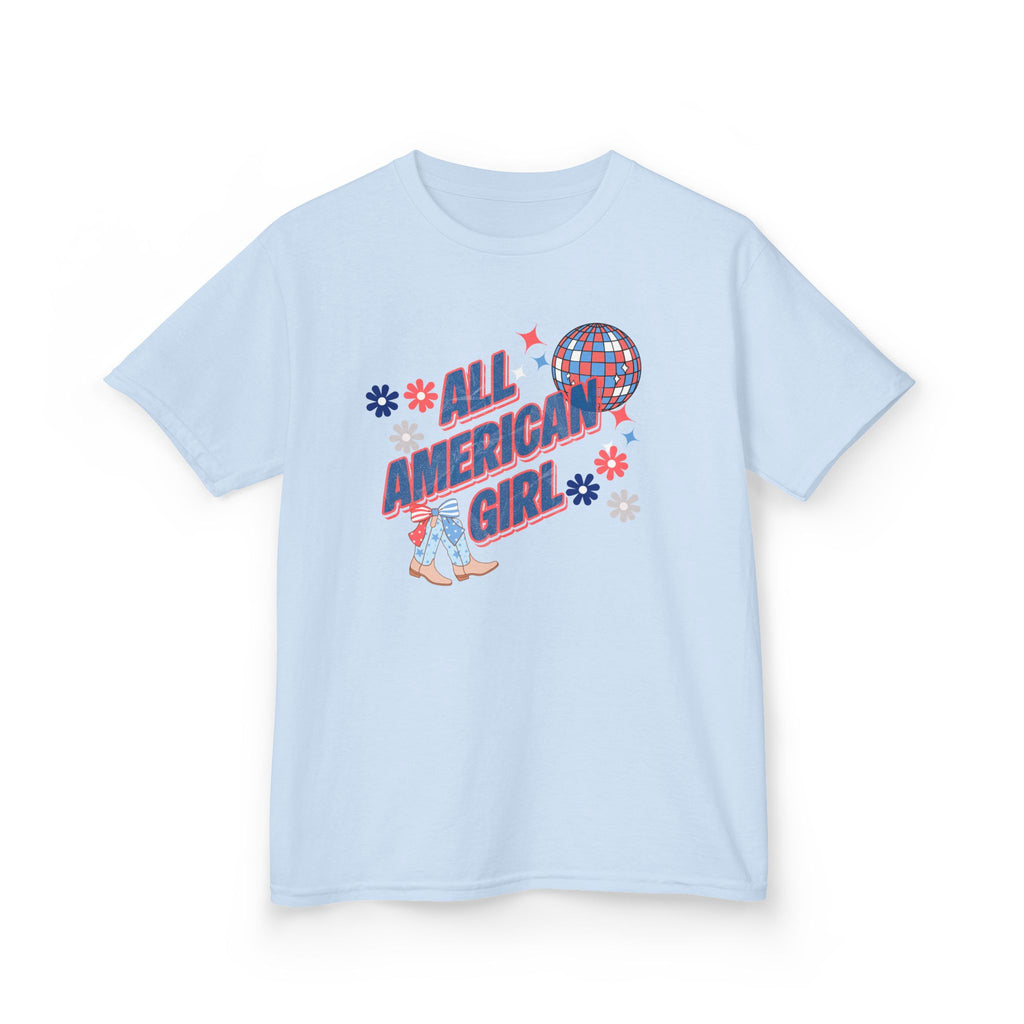 All American Girl Kids T-Shirt — Patriotic 4th of July Tee