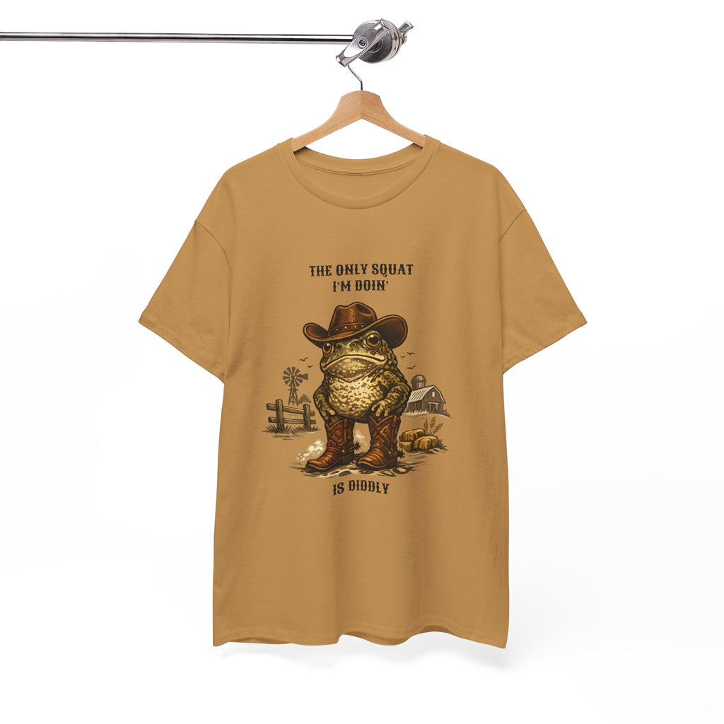 Frog Cowboy Tee — “The Only Squat I’m Doin’ Is Diddle” Funny Western Graphic T-Shirt