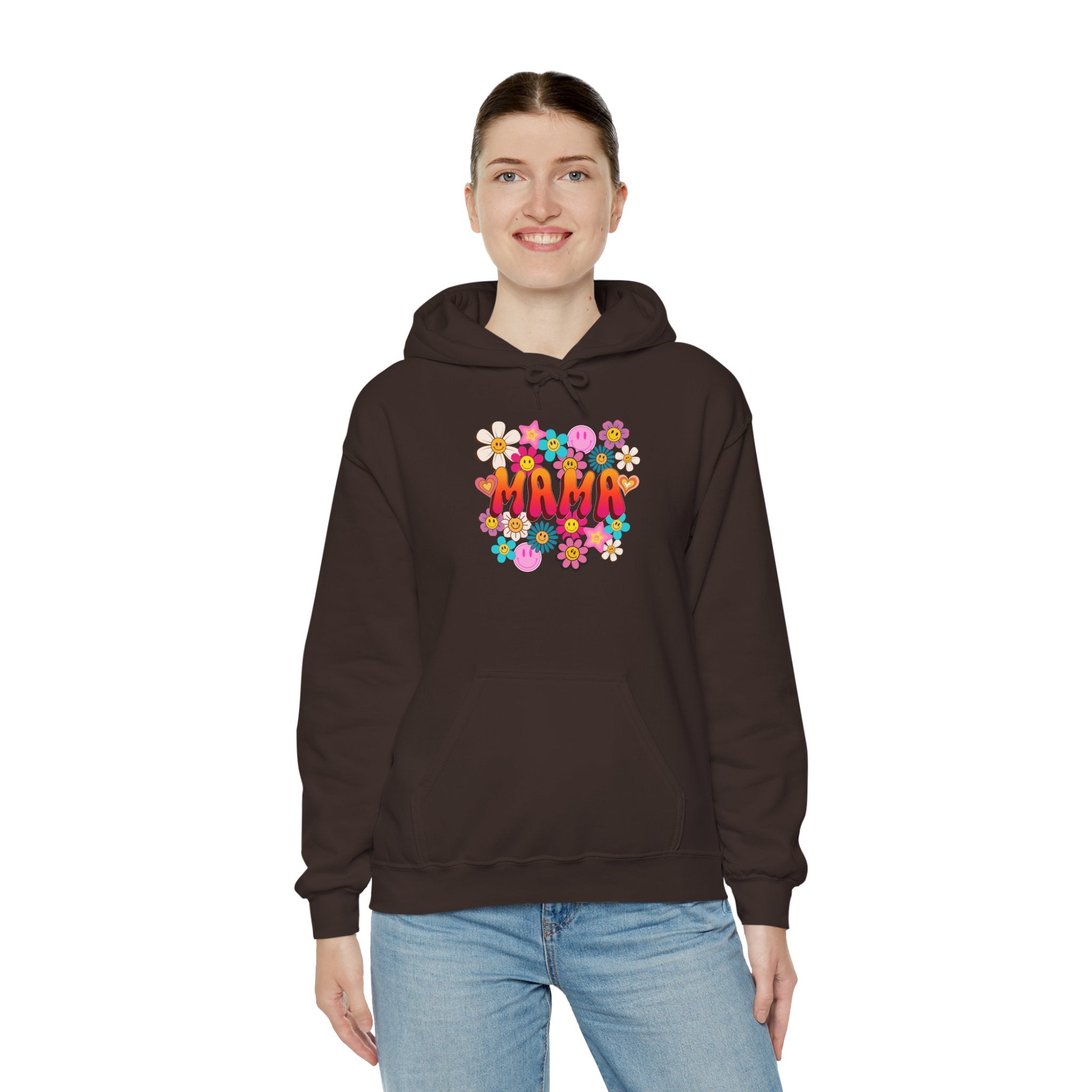 Mama Floral Hoodie — Retro Flower Power "Mama" Sweatshirt