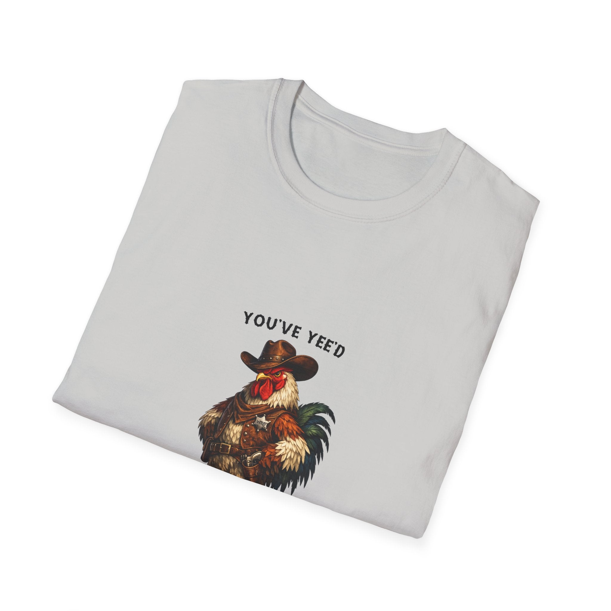 Rooster Joke T-Shirt — “You’ve Feed Your Last Haw” Funny Farm Animal Tee