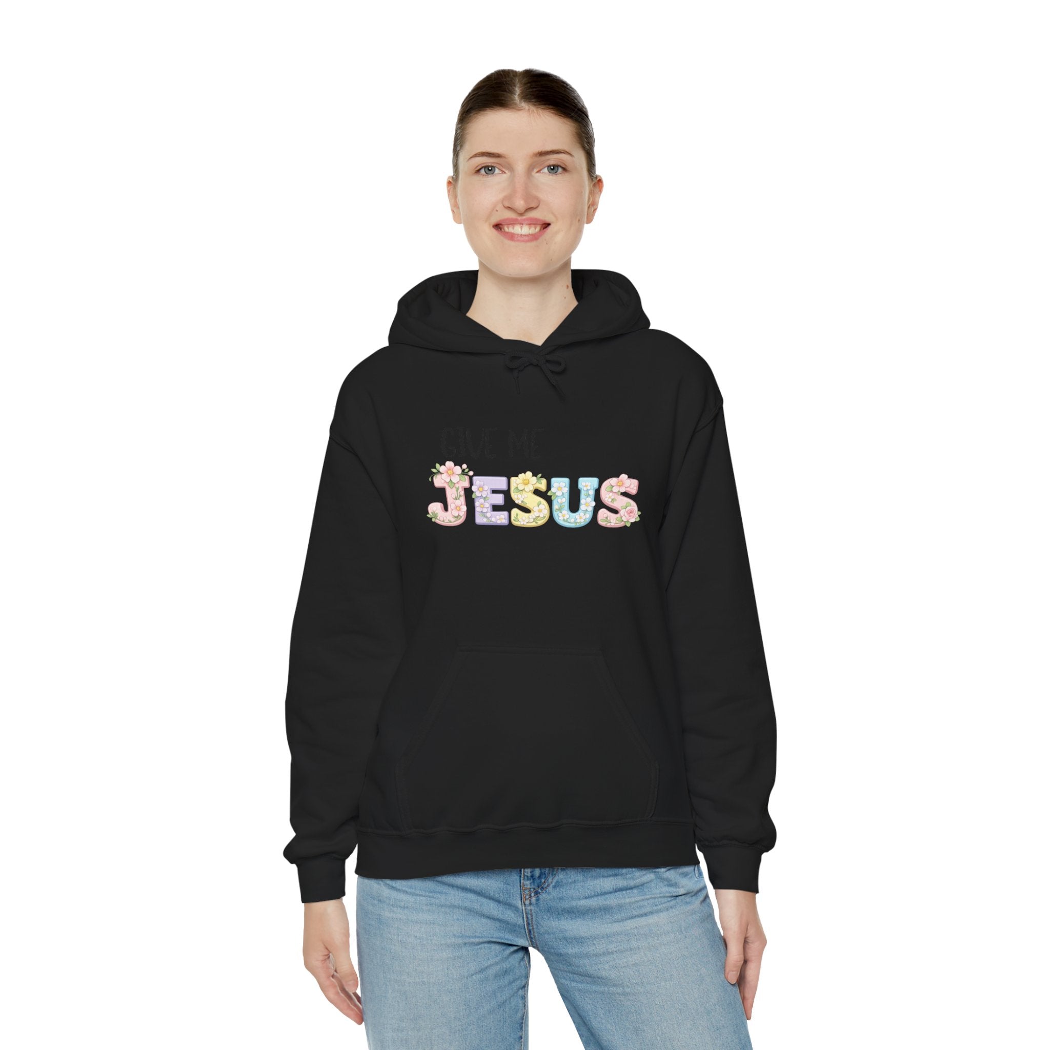 Give Me Jesus Floral Hoodie — Christian Faith Pullover for Women & Men
