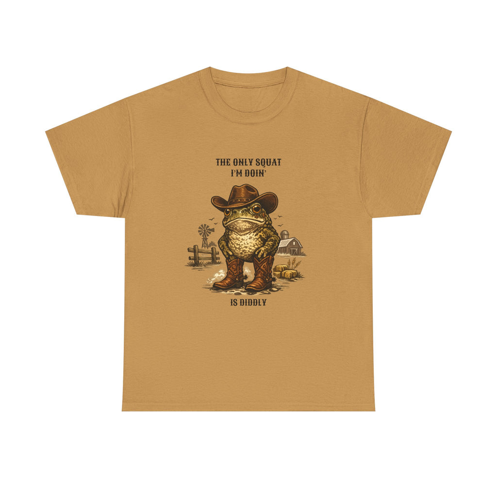 Frog Cowboy Tee — “The Only Squat I’m Doin’ Is Diddle” Funny Western Graphic T-Shirt