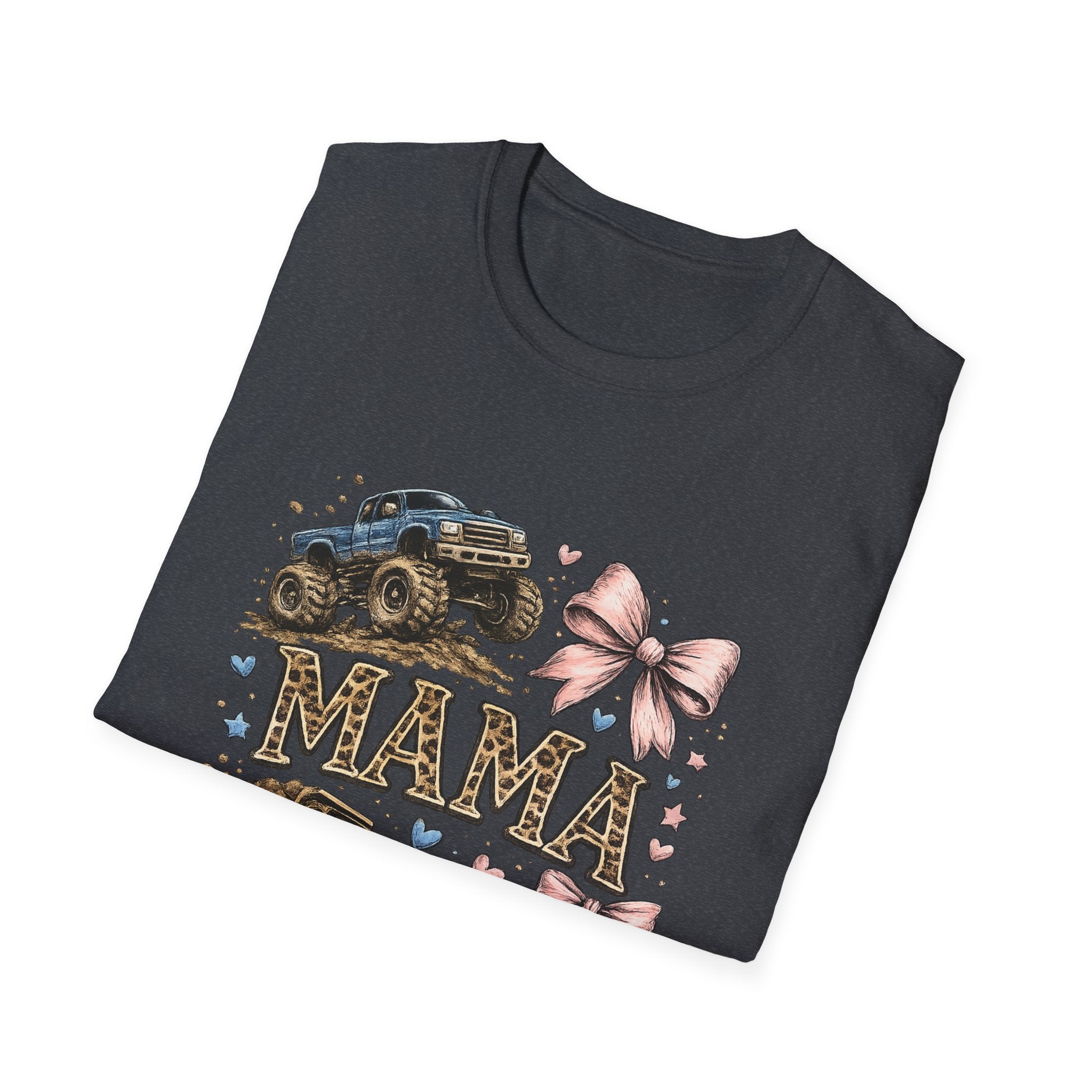 Mama Jeep & Ballet Shoes T-Shirt — 'MAMA' Graphic Tee with Trucks, Bows & Ballet Slippers