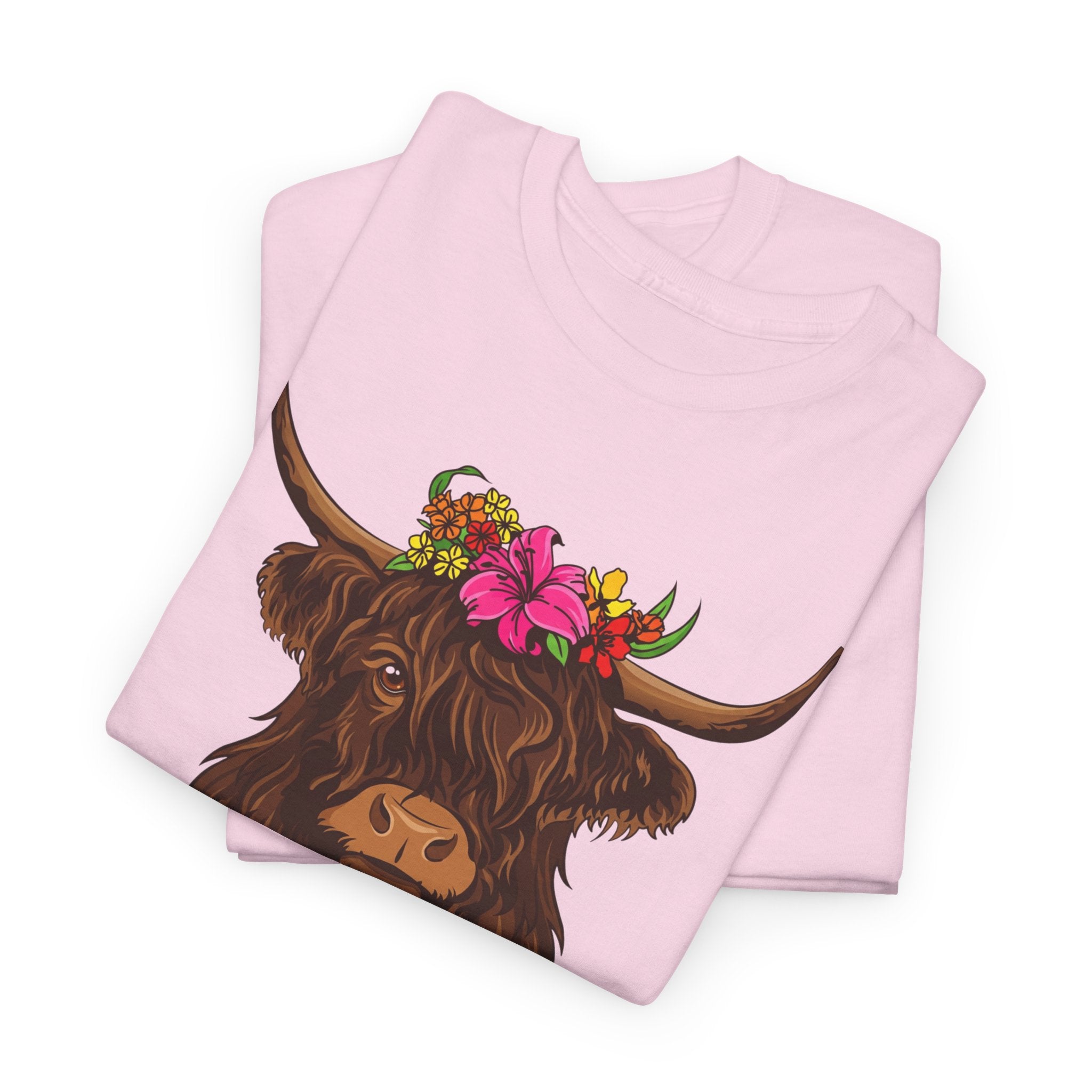 Highland Cow Floral Tee — "Easily Distracted by Cows" Cute Cow Graphic T-Shirt