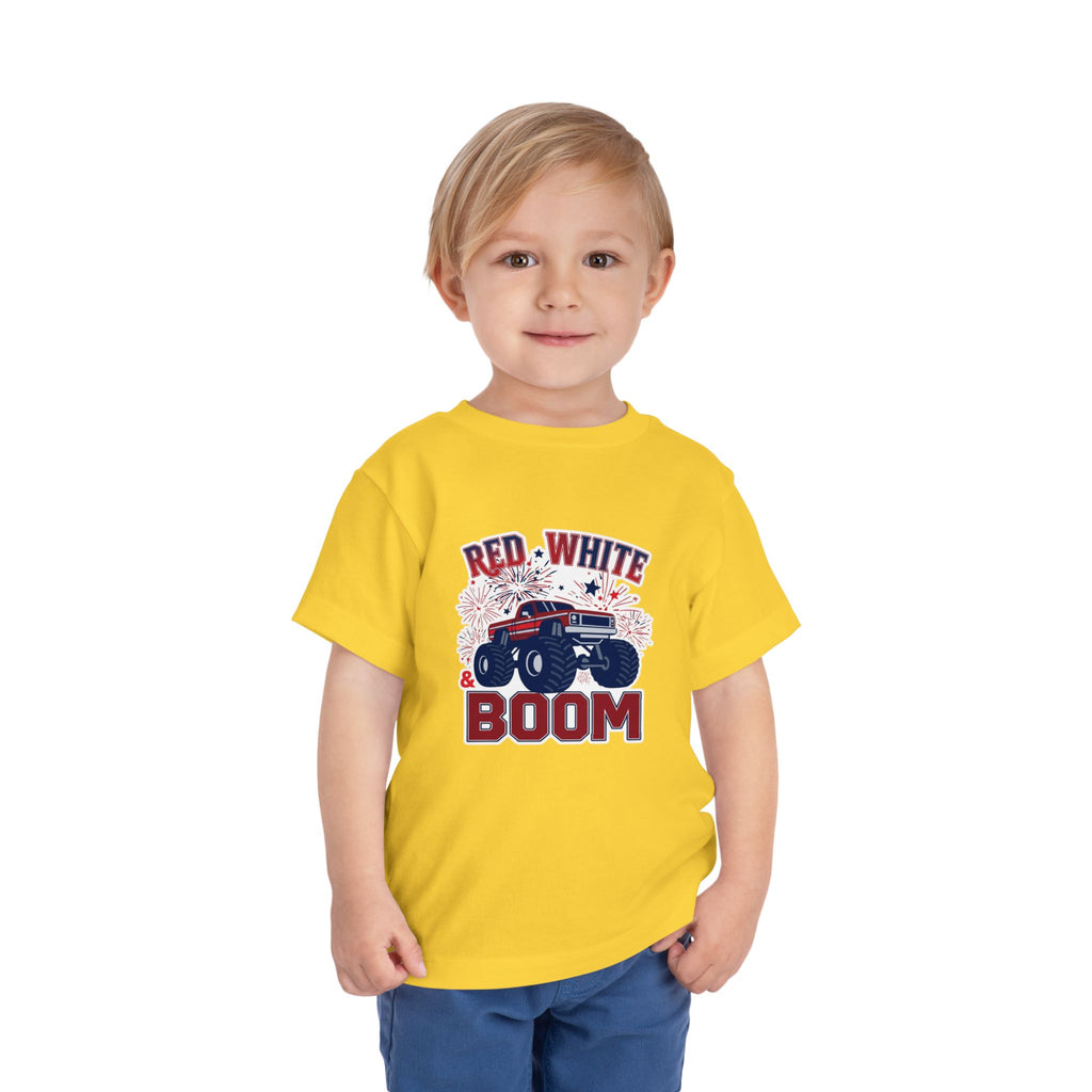 Toddler Tee - "Red, White & Boom" Monster Truck 4th of July Shirt