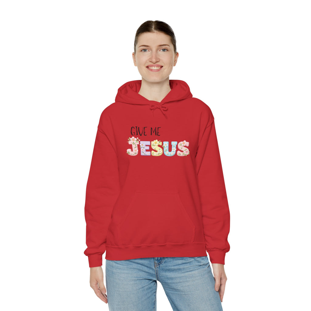 Give Me Jesus Floral Hoodie — Christian Faith Pullover for Women & Men