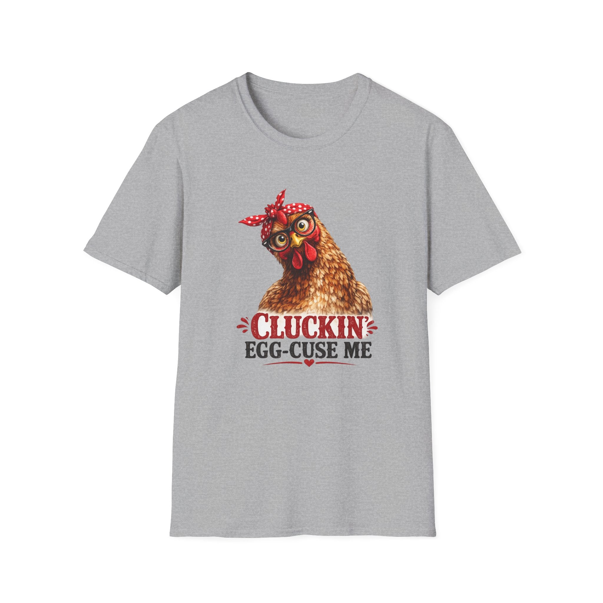 Chicken Graphic T-Shirt — “Cluckin’ Egg-Cuse Me” Vintage Hen Tee