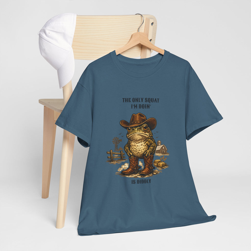 Frog Cowboy Tee — “The Only Squat I’m Doin’ Is Diddle” Funny Western Graphic T-Shirt