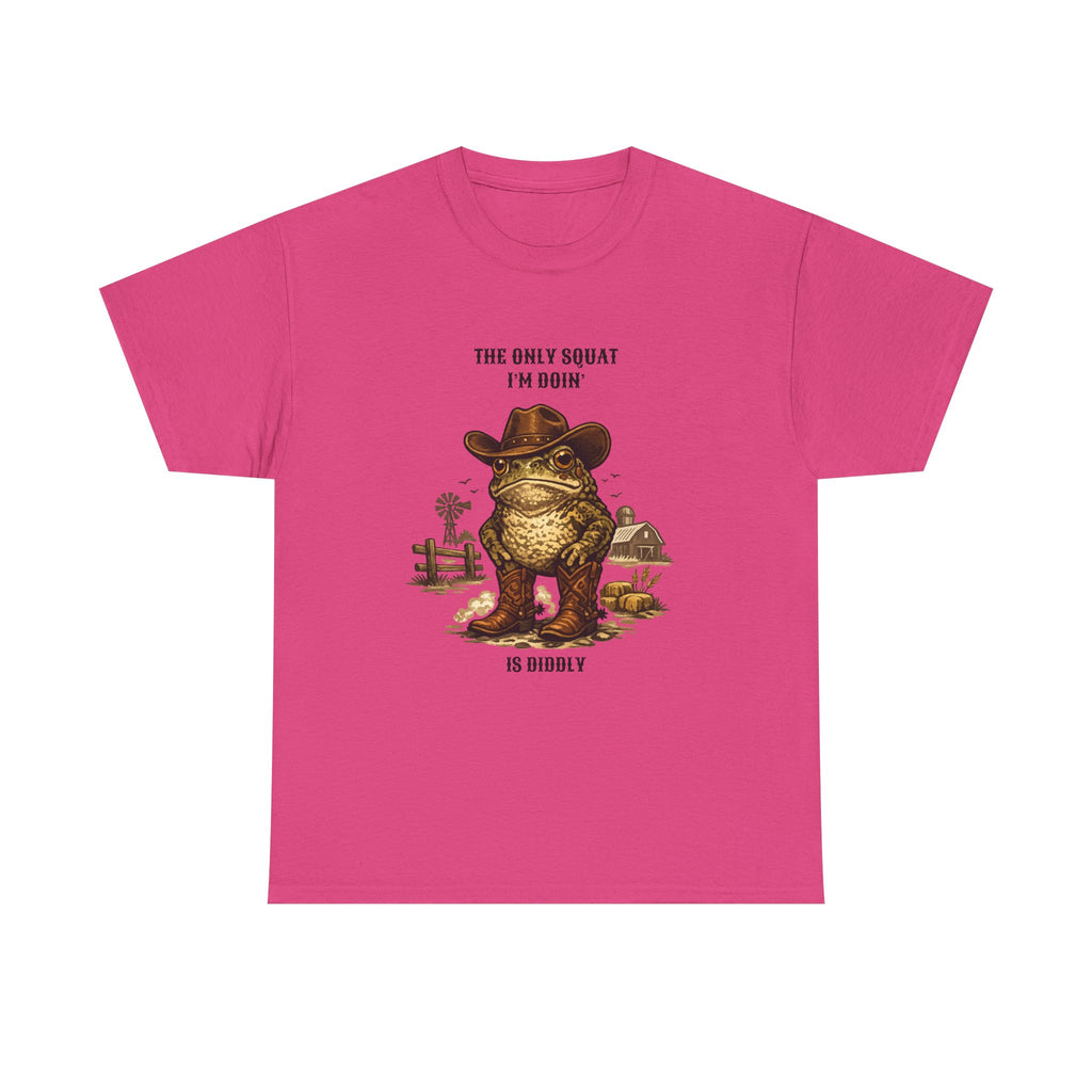 Frog Cowboy Tee — “The Only Squat I’m Doin’ Is Diddle” Funny Western Graphic T-Shirt