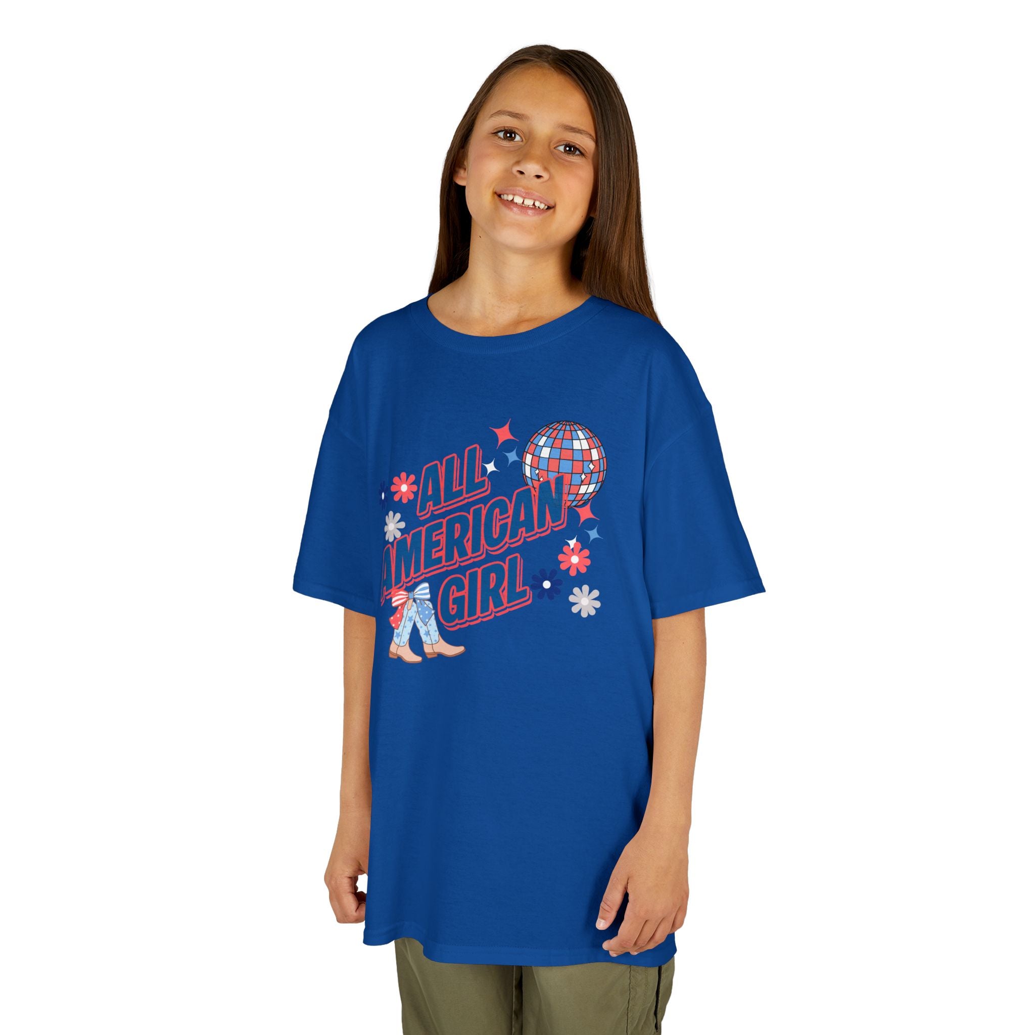 All American Girl Kids T-Shirt — Patriotic 4th of July Tee