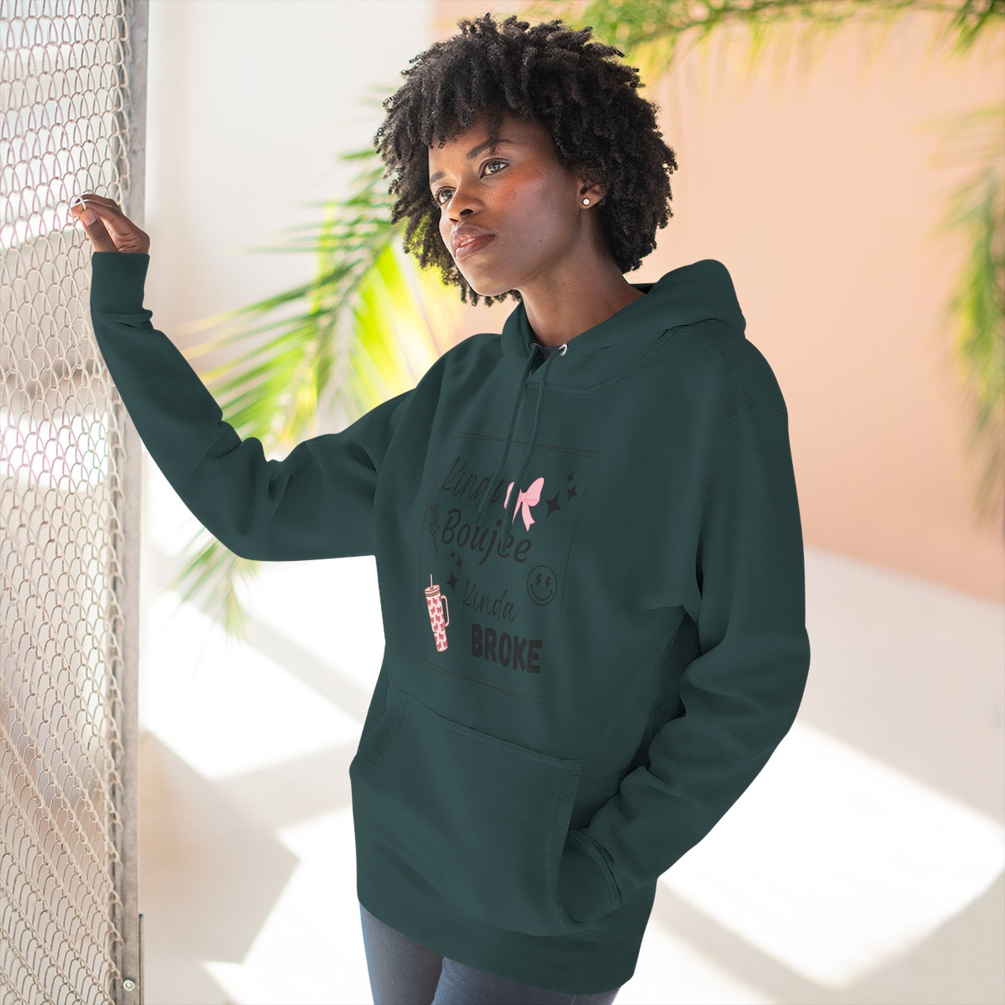 Boujee But Broke Hoodie — Cute Graphic Fleece Pullover