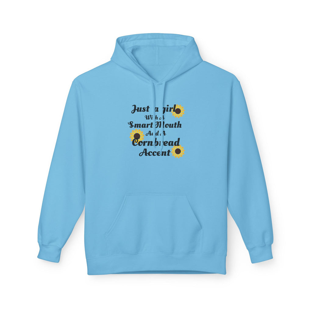 Cornbread Accent Hoodie — "Just a girl with a smart mouth & a cornbread accent" Sunflower Pullover